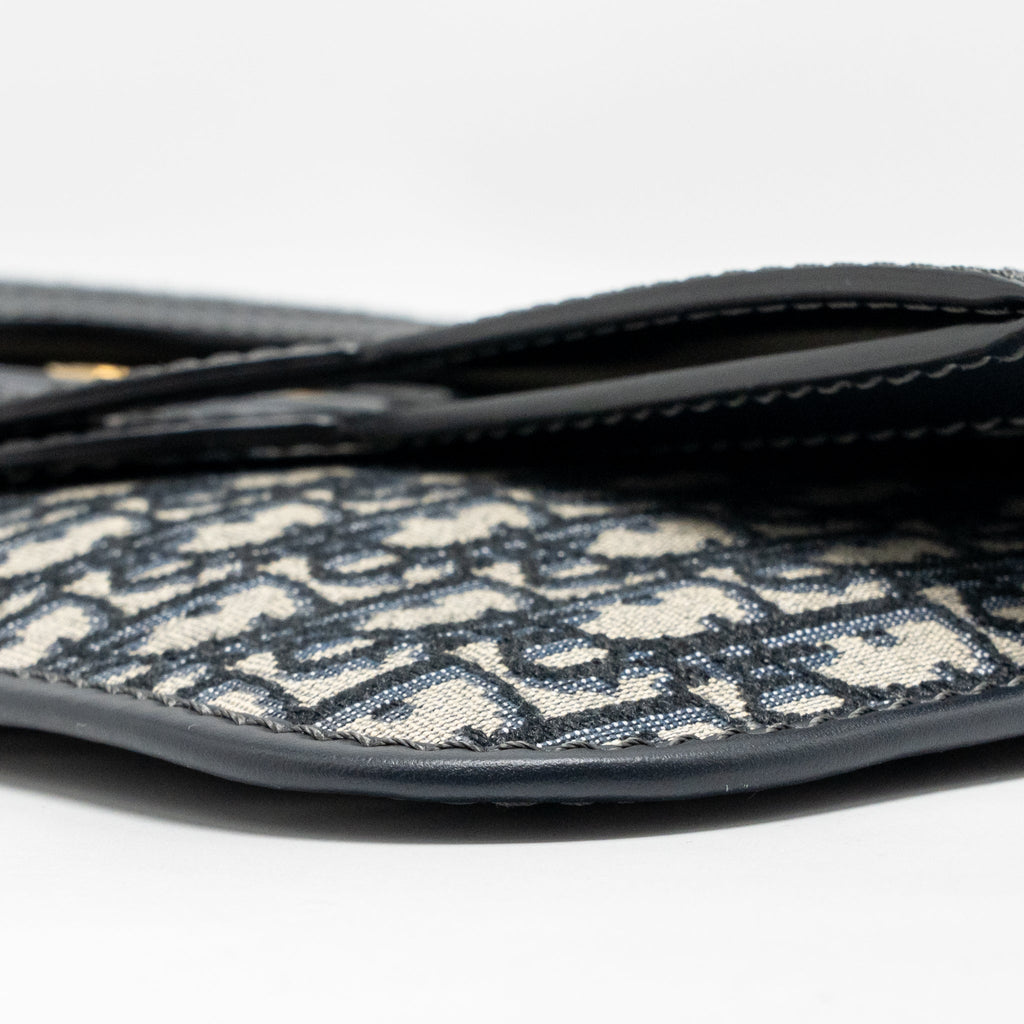 DIOR FOLDER CLUTCH OBLIQUE CANVAS/CALFSKIN BLUE GHW