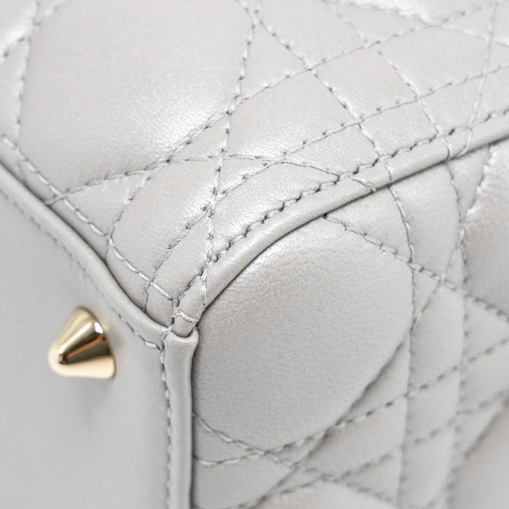 DIOR MEDIUM LADY DIOR LAMBSKIN GREY LGHW