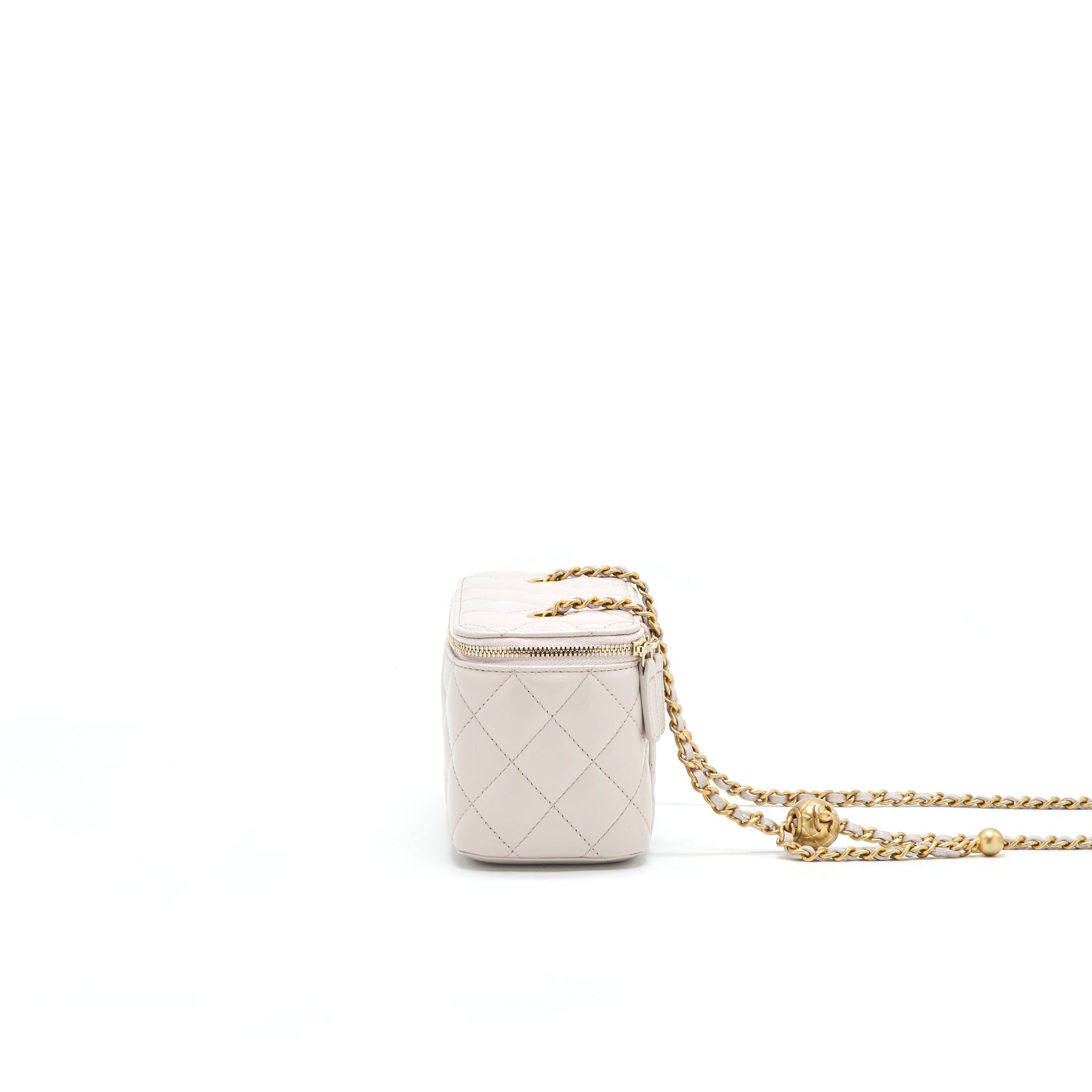 CHANEL PEARL CRUSH LONG VANITY ON CHAIN LAMBSKIN LIGHT PURPLE GHW