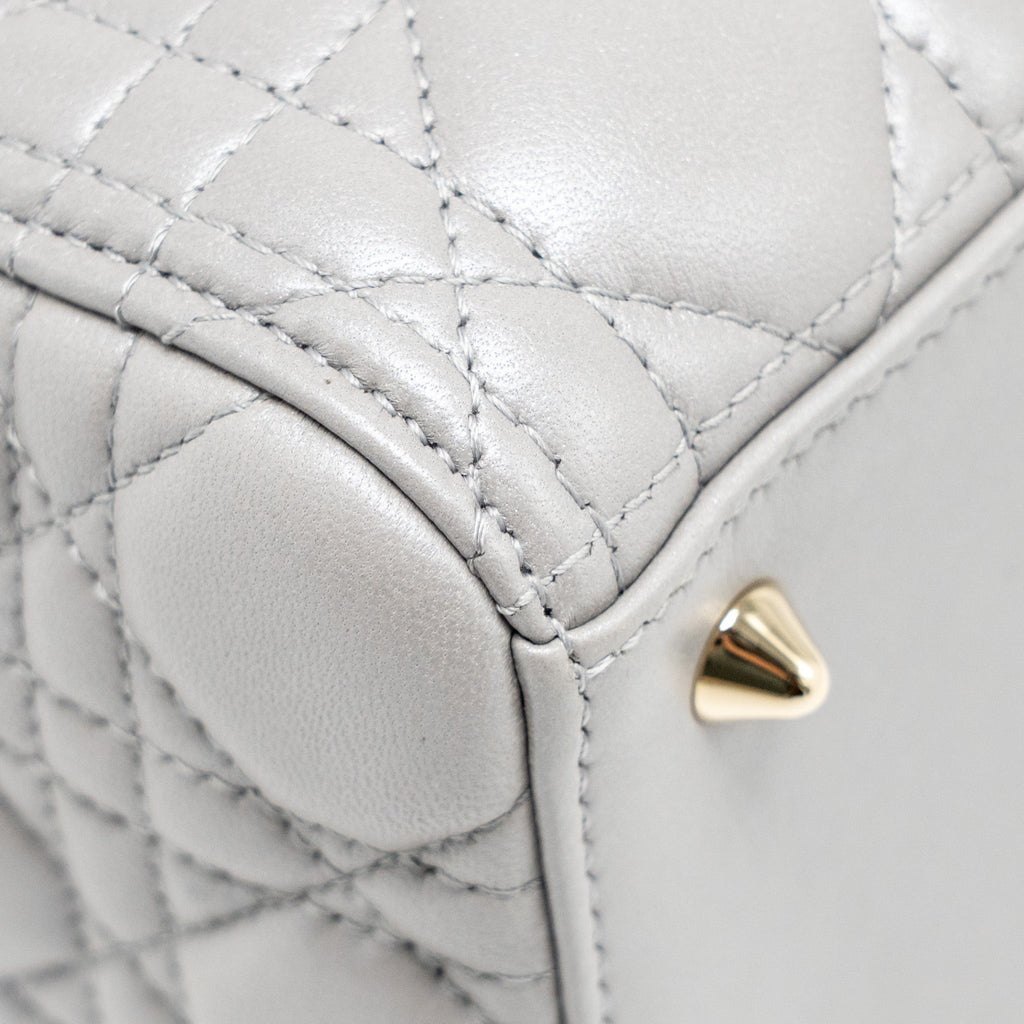 DIOR MEDIUM LADY DIOR LAMBSKIN GREY LGHW