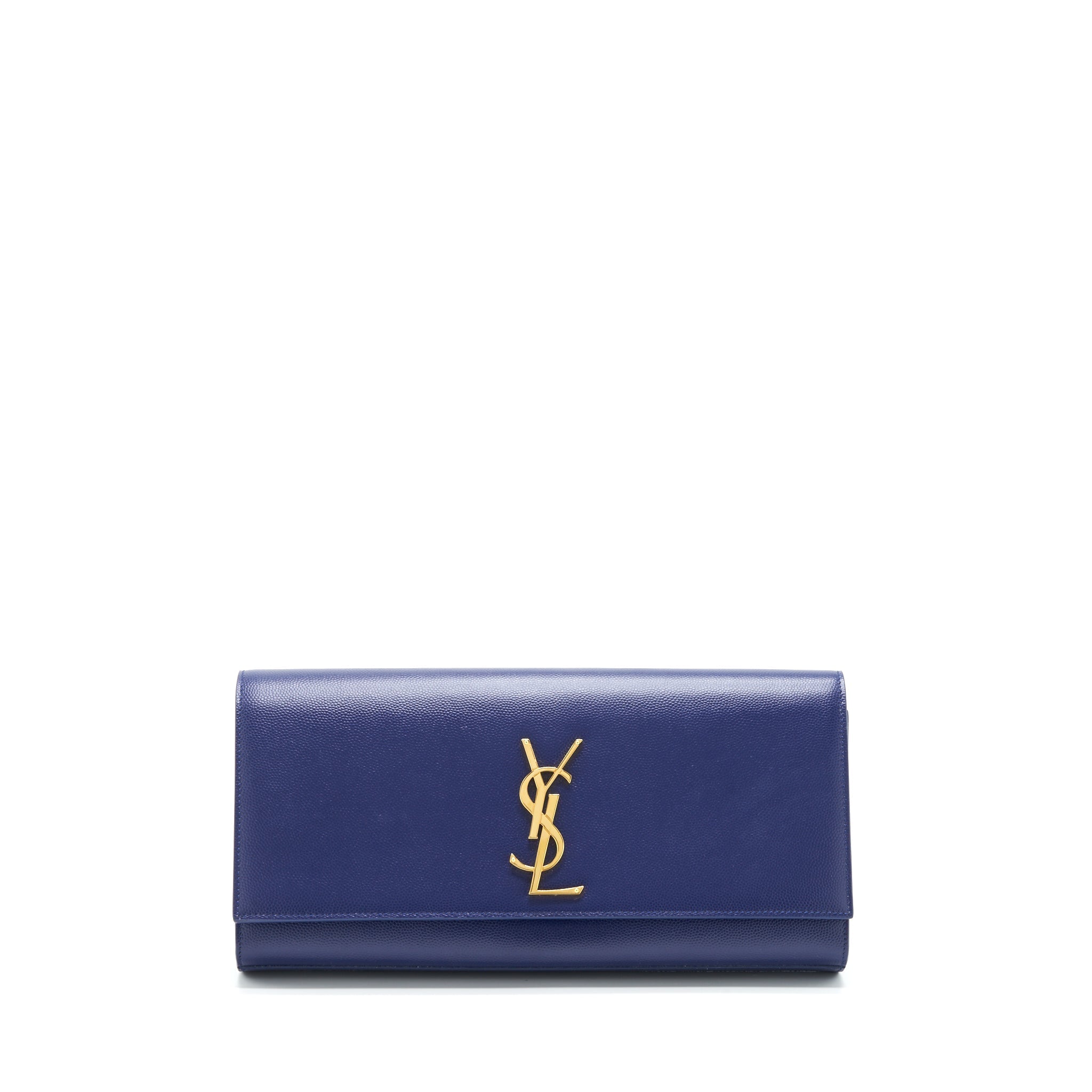SAINT LAURENT/ YSL CLUTCH CAVIAR BLUE GHW