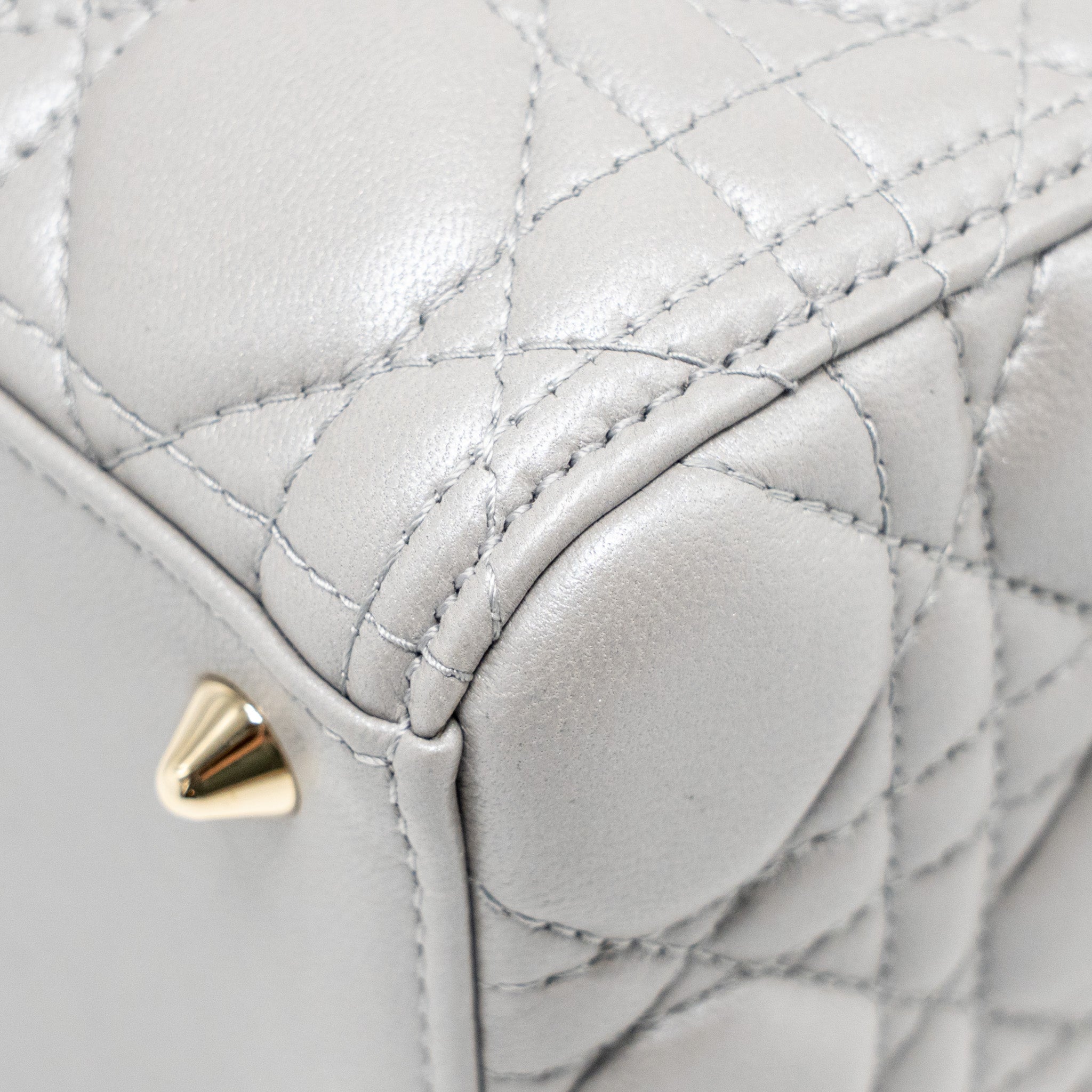 DIOR MEDIUM LADY DIOR LAMBSKIN GREY LGHW