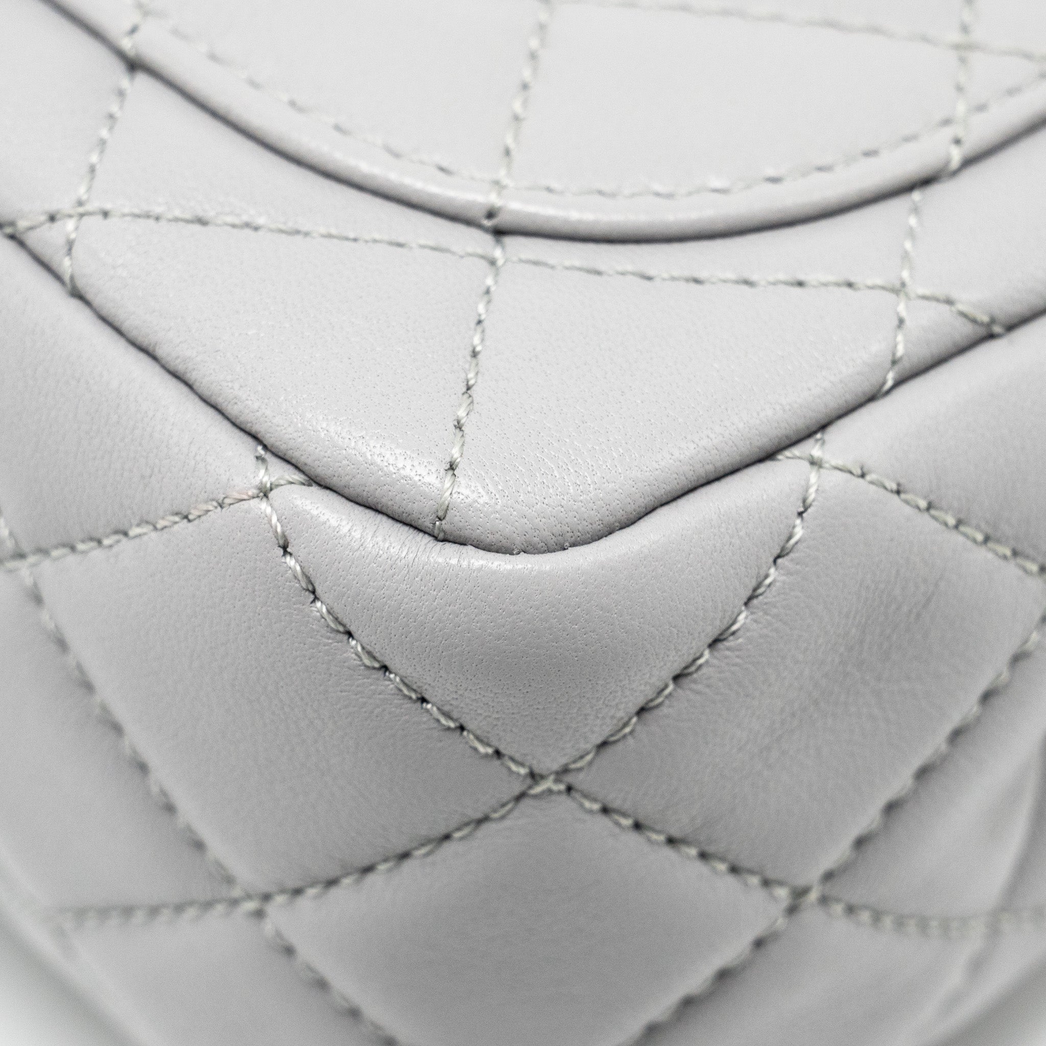 CHANEL PEARL CRUSH MINI SQUARE FLAP BAG LAMBSKIN LIGHT GREY GHW (MICROCHIP)