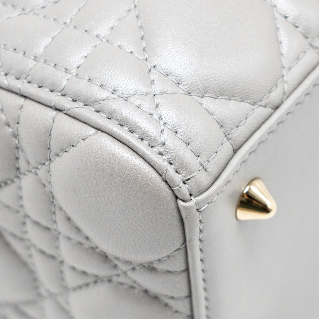 DIOR MEDIUM LADY DIOR LAMBSKIN GREY LGHW