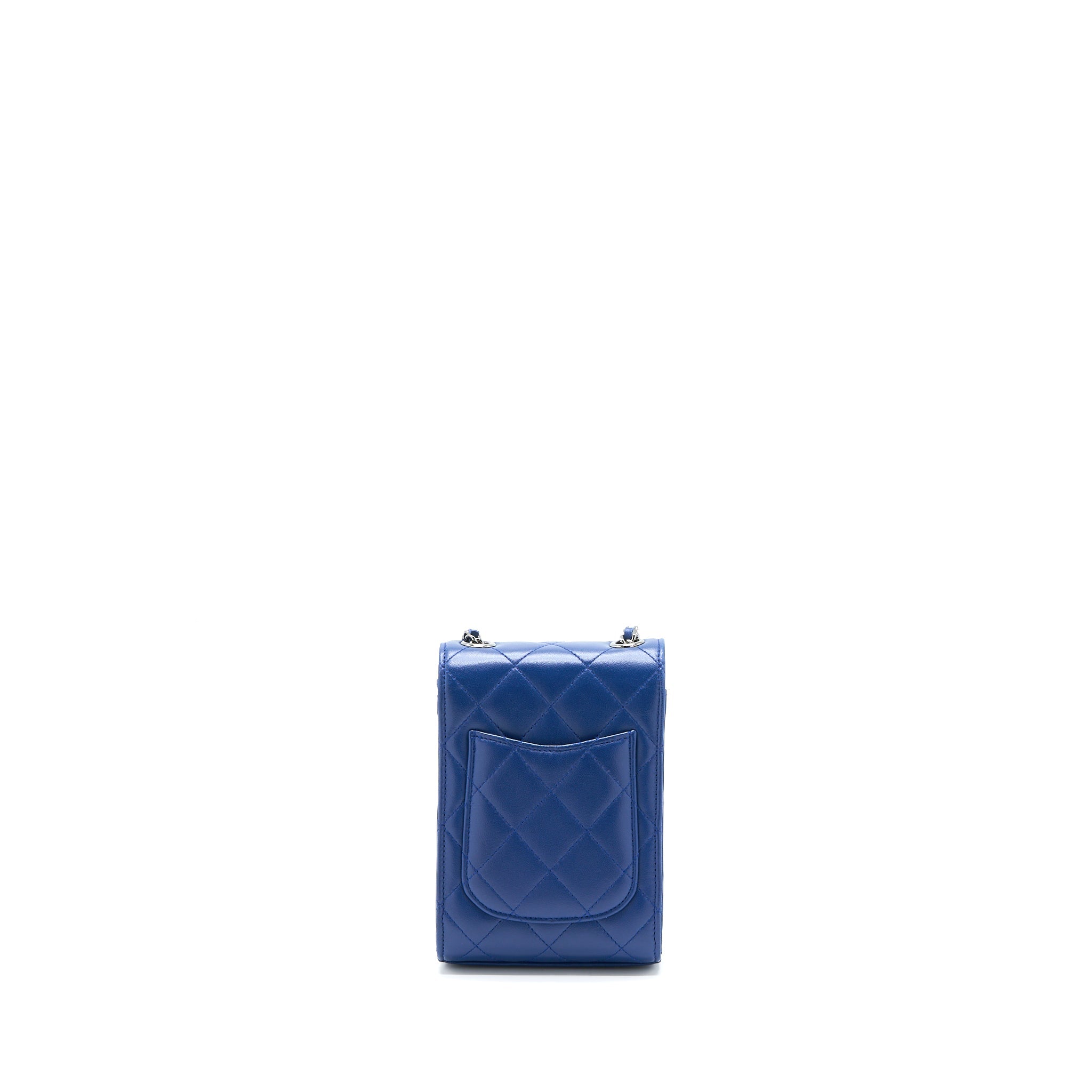 CHANEL FLAP PHONE CASE LAMBSKIN BLUE SHW