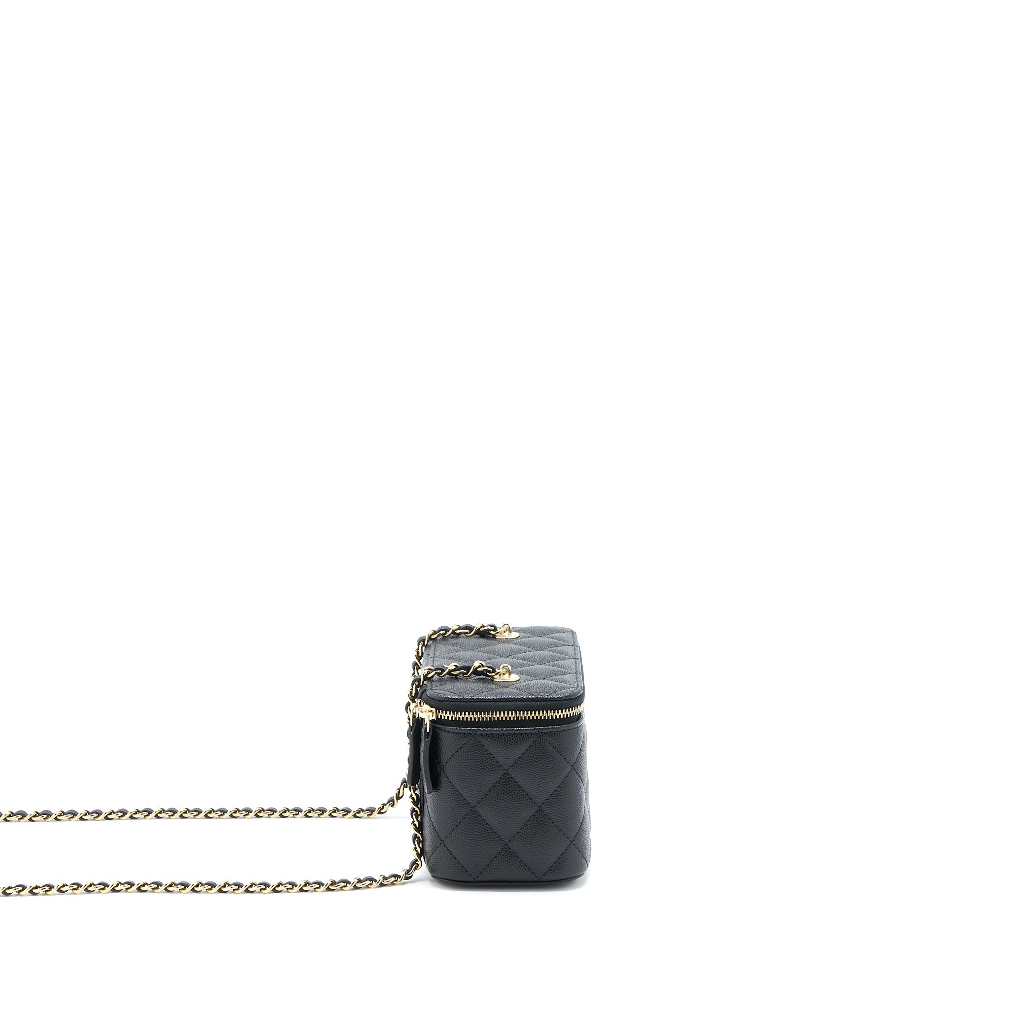 CHANEL LONG VANITY WITH CHAIN CAVIAR BLACK LGHW (MICROCHIP)