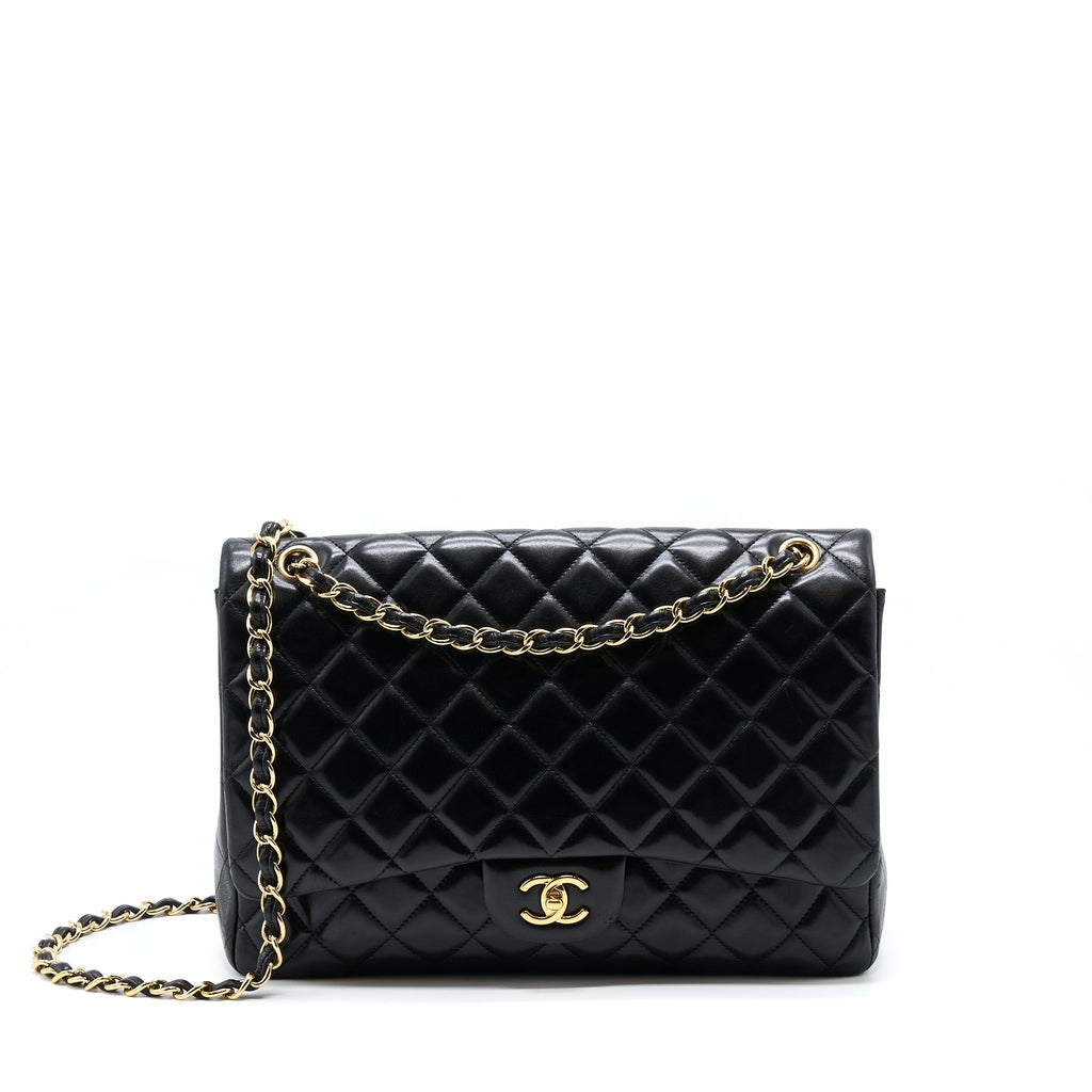 CHANEL MAXI CLASSIC FLAP BAG LAMBSKIN BLACK GHW