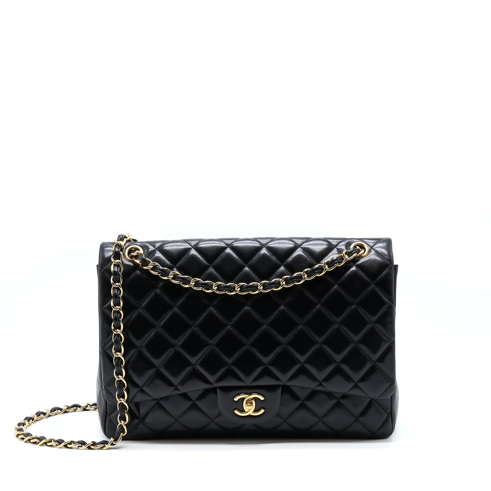 CHANEL MAXI CLASSIC FLAP BAG LAMBSKIN BLACK GHW