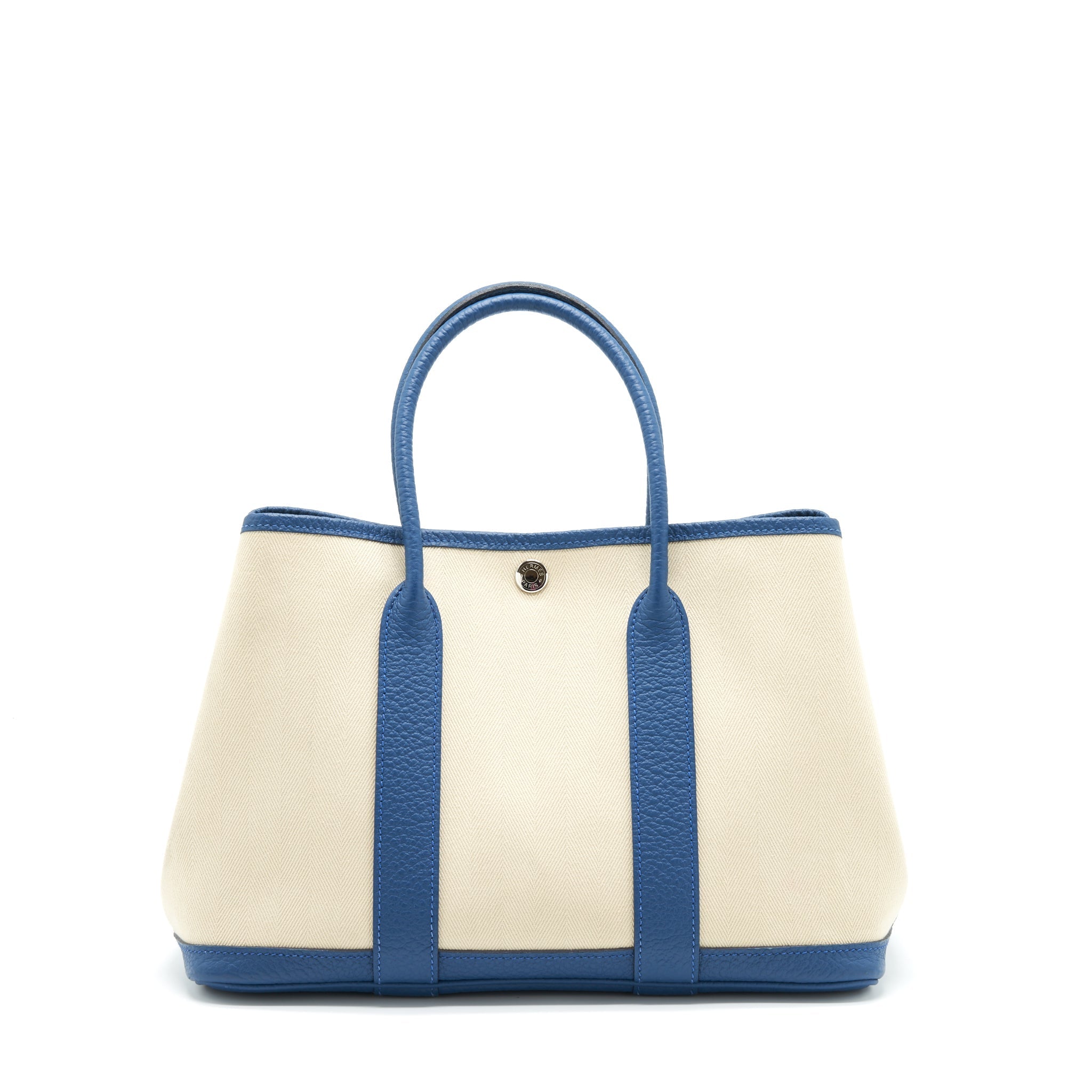 HERMES GARDEN PARTY 30 CANVAS BLUE/BEIGE SHW