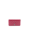 CHANEL LONG ZIP WALLET PATENT FUCHSIA SHW