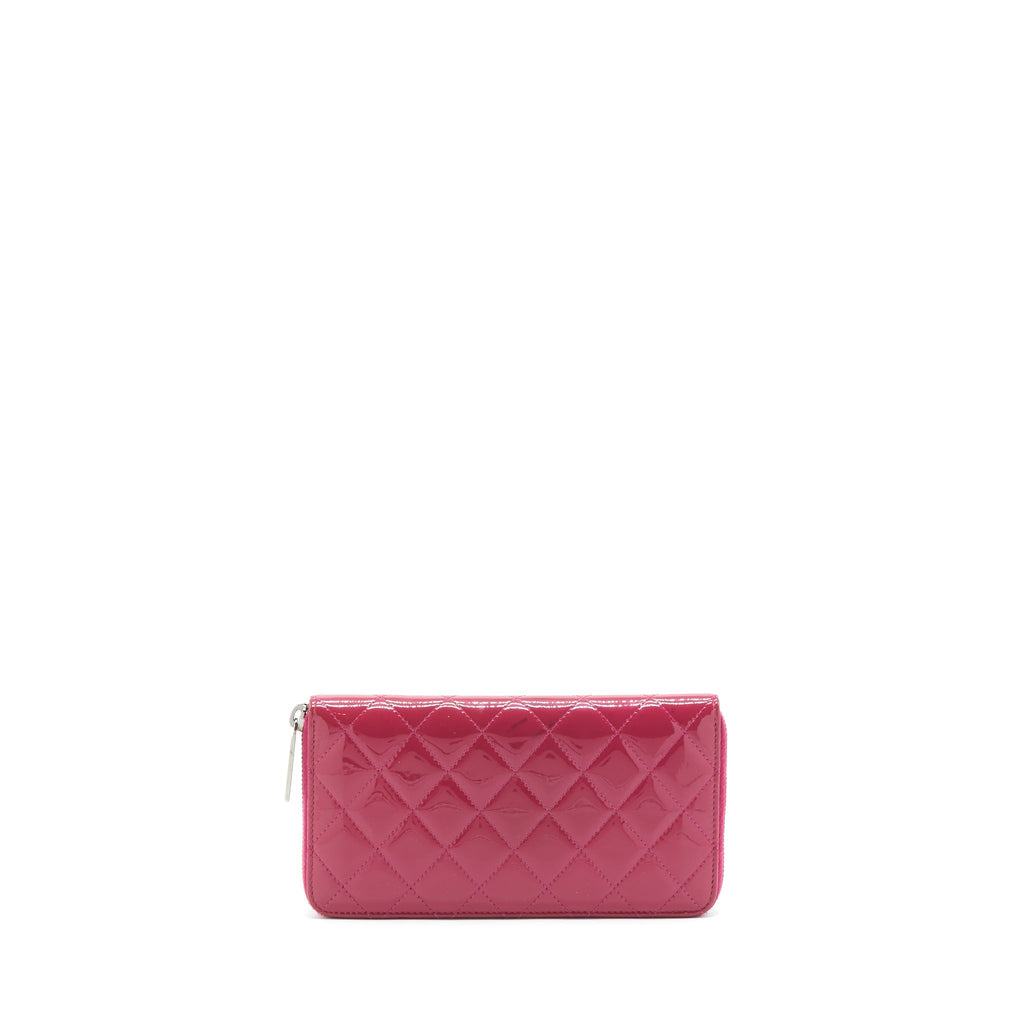 CHANEL LONG ZIP WALLET PATENT FUCHSIA SHW