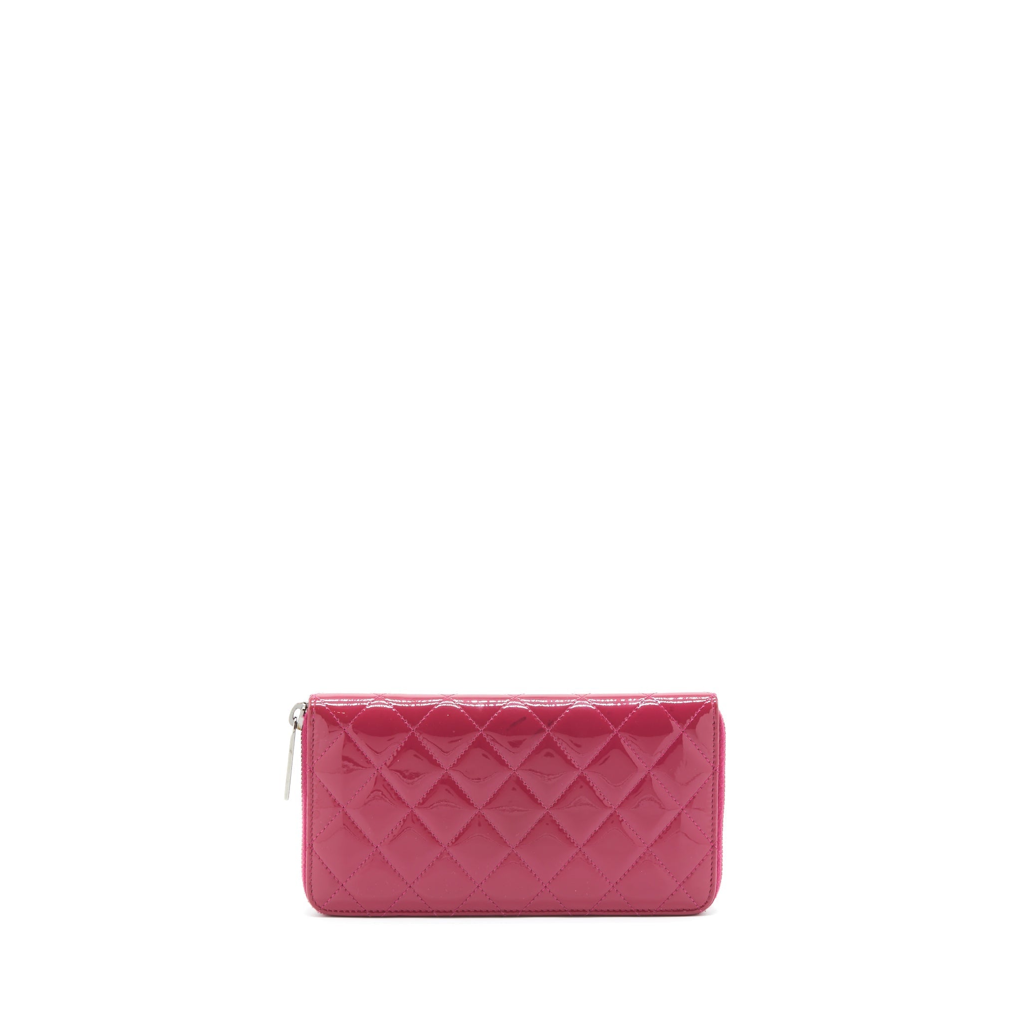 CHANEL LONG ZIP WALLET PATENT FUCHSIA SHW