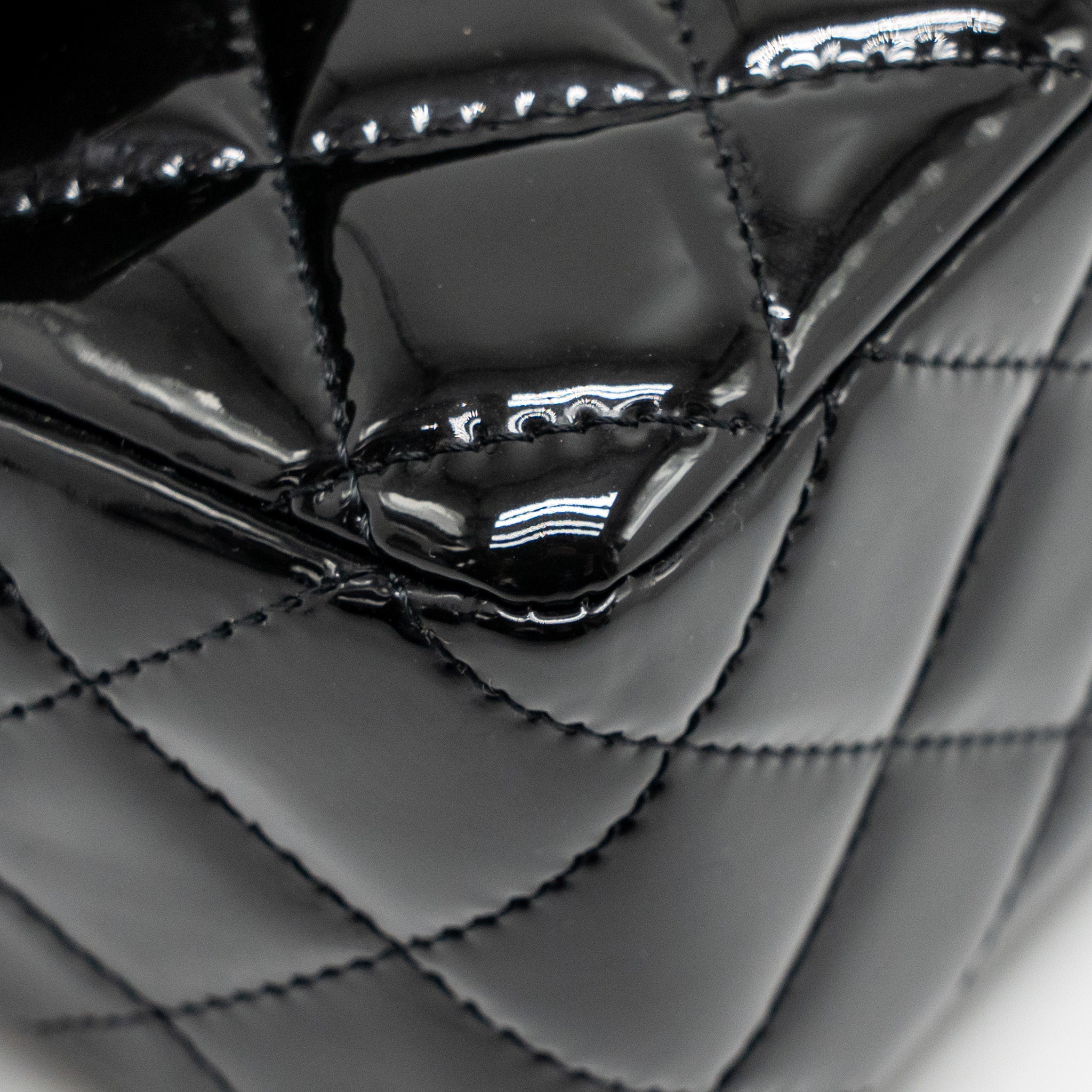 CHANEL MINI RECTANGULAR FLAP BAG PATENT LEATHER BLACK LGHW
