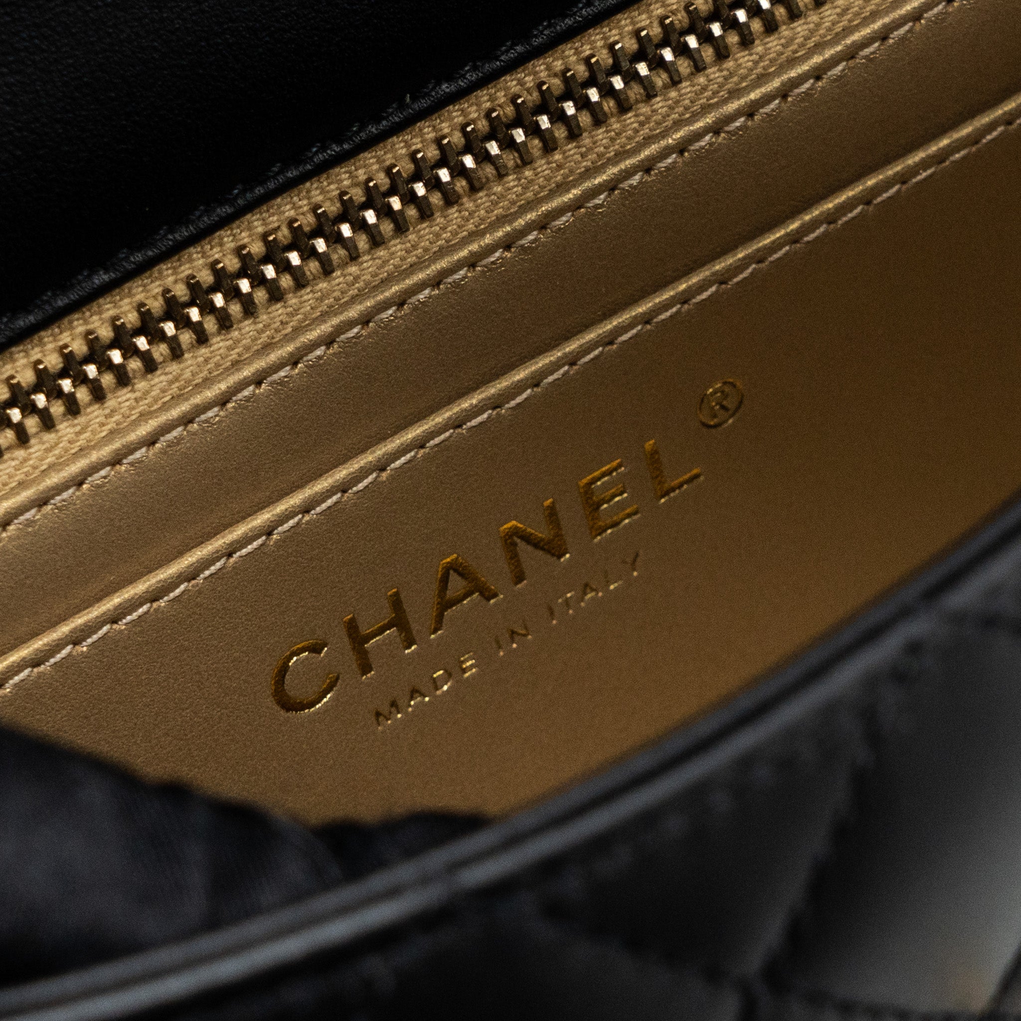 CHANEL 23K PEARL CRUSH MINI RECTANGULAR FLAP BAG LAMBSKIN BLACK GHW (MICROCHIP)