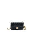 CHANEL 22C PEARL CRUSH MINI RECTANGULAR FLAP BAG LAMBSKIN BLACK GHW (MICROCHIP)