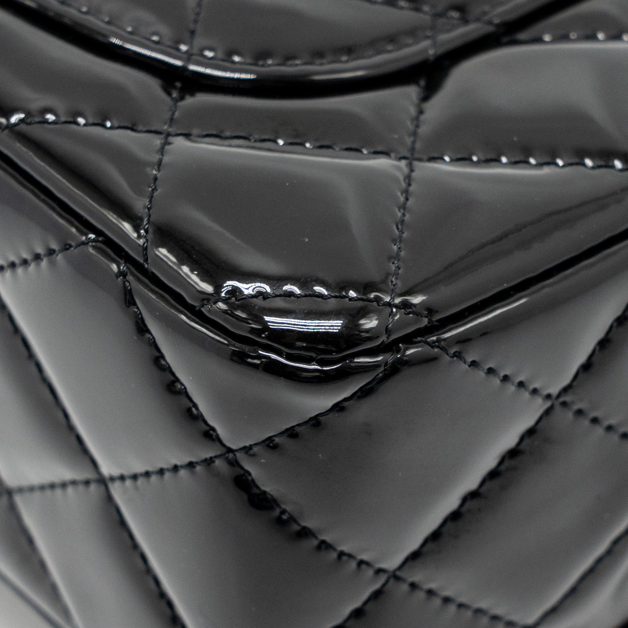 CHANEL MINI RECTANGULAR FLAP BAG PATENT LEATHER BLACK LGHW