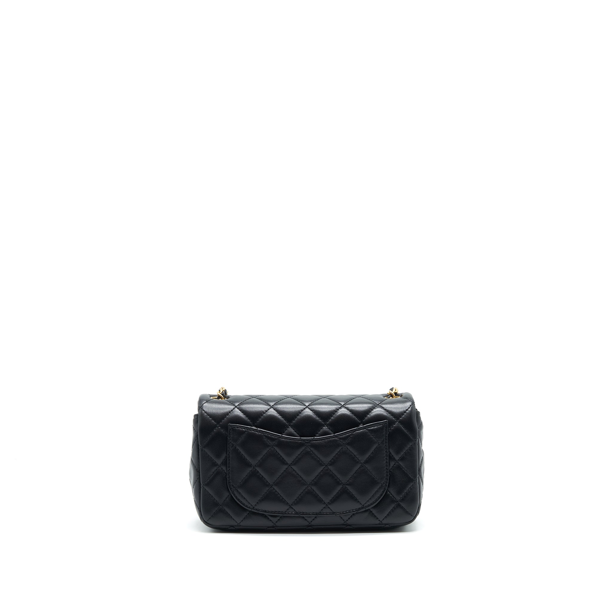 CHANEL 22C PEARL CRUSH MINI RECTANGULAR FLAP BAG LAMBSKIN BLACK GHW (MICROCHIP)