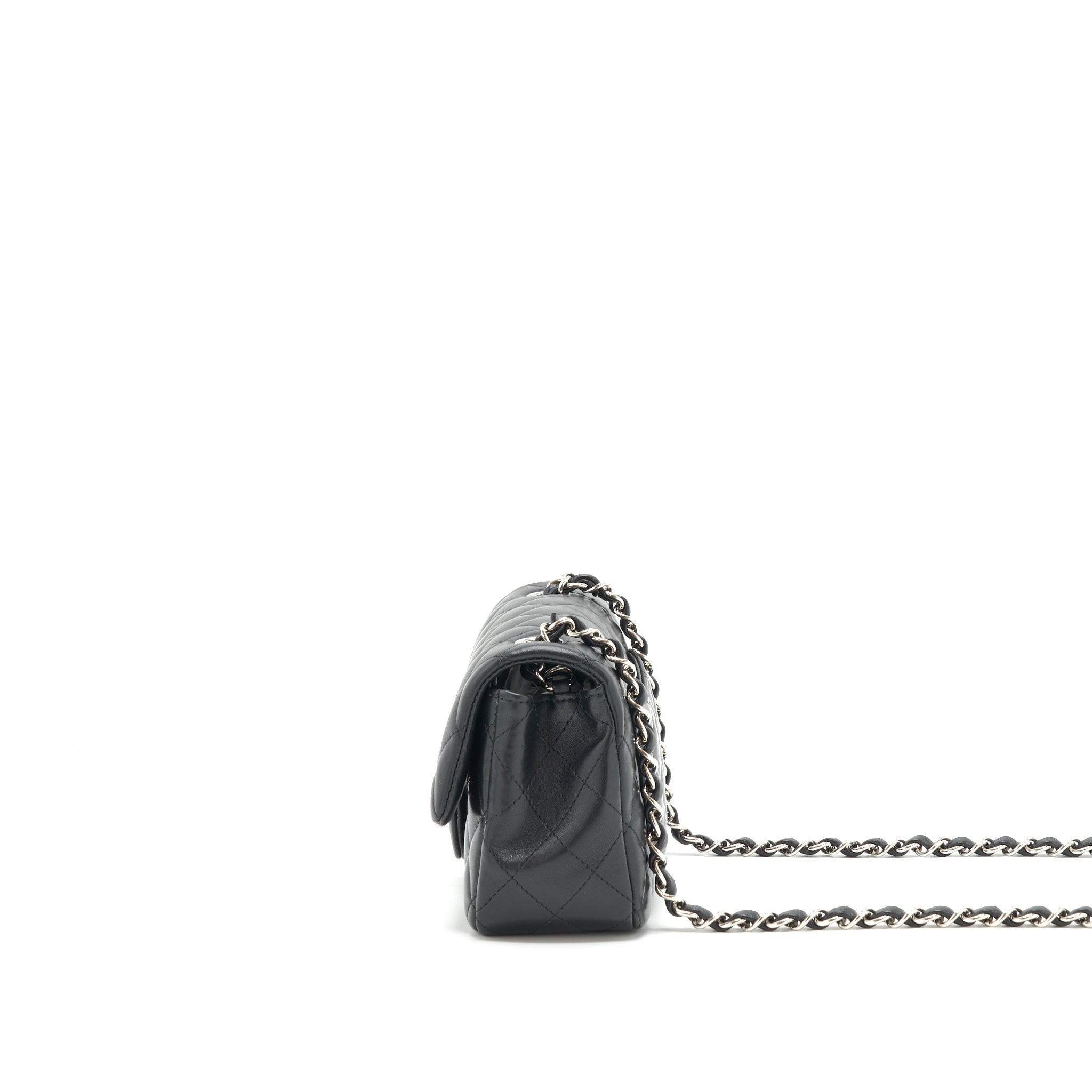 CHANEL MINI RECTANGULAR FLAP BAG LAMBSKIN BLACK SHW