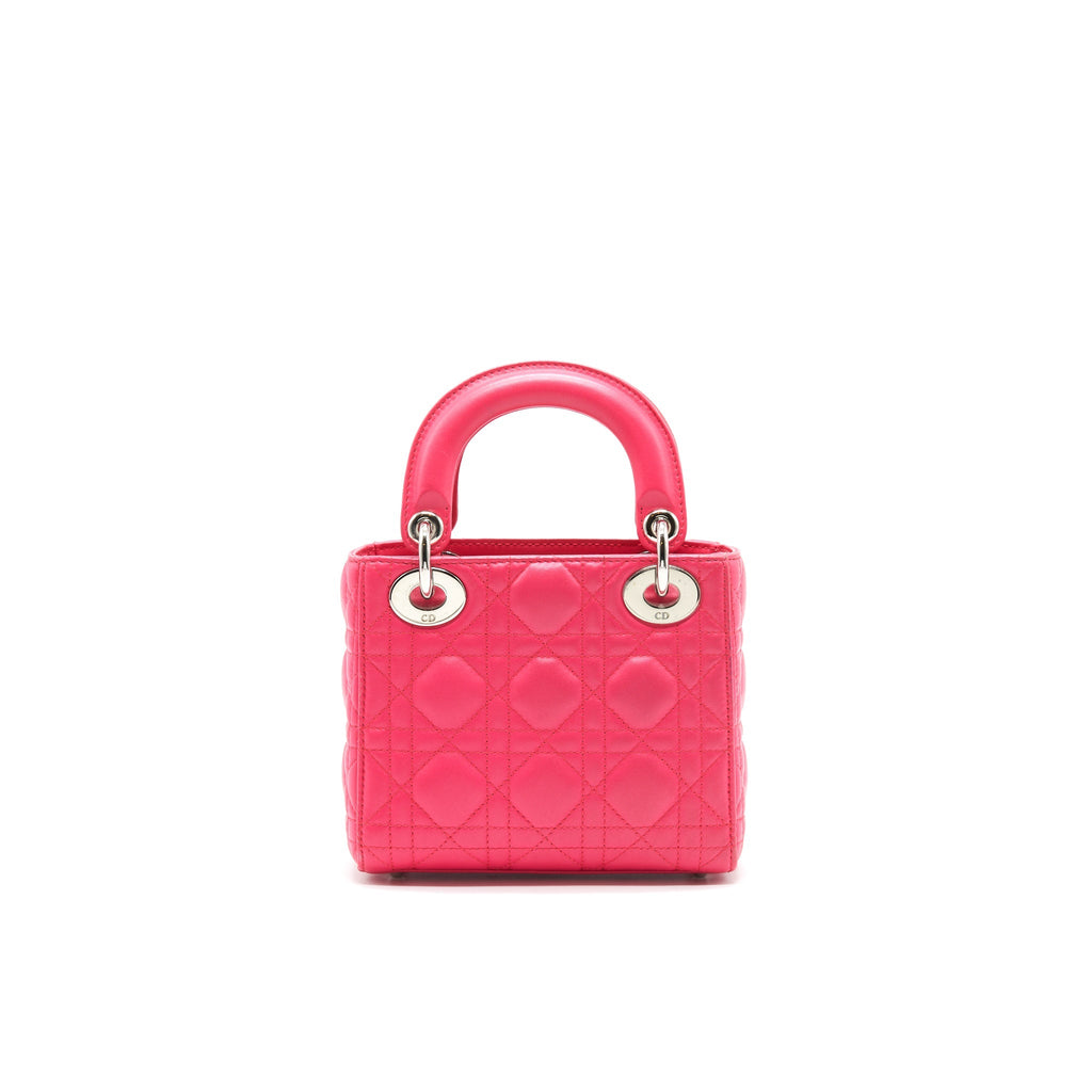 CHRISTIAN DIOR MINI LADY DIOR LAMBSKIN HOT PINK WITH SHW