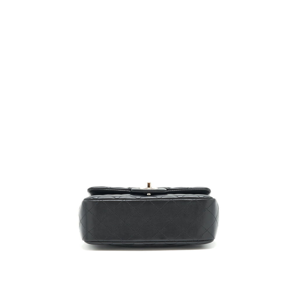 CHANEL MINI RECTANGULAR FLAP BAG LAMBSKIN BLACK SHW