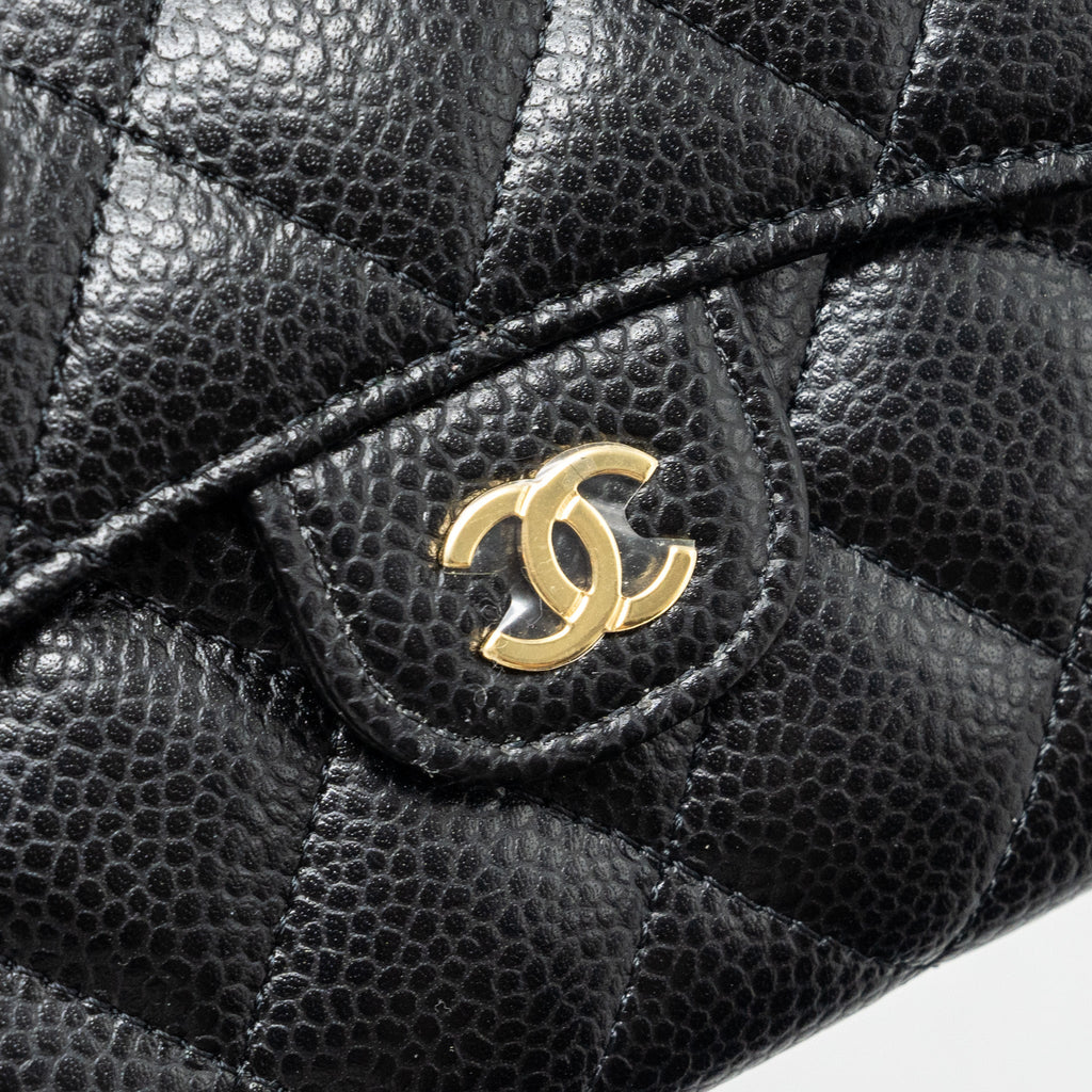 CHANEL CLASSIC COMPACT WALLET CAVIAR BLACK GHW (MICROCHIP)