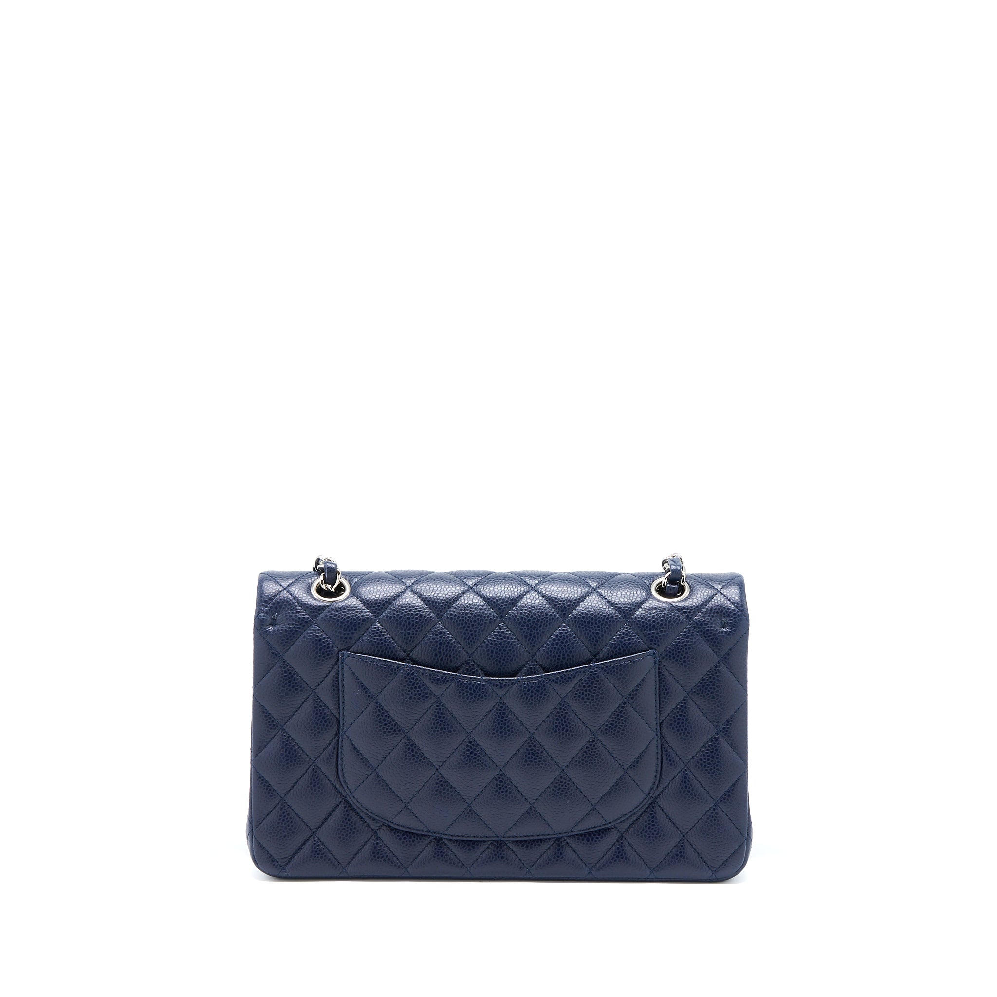 CHANEL MEDIUM CLASSIC DOUBLE FLAP BAG CAVIAR NAVY BLUE SHW