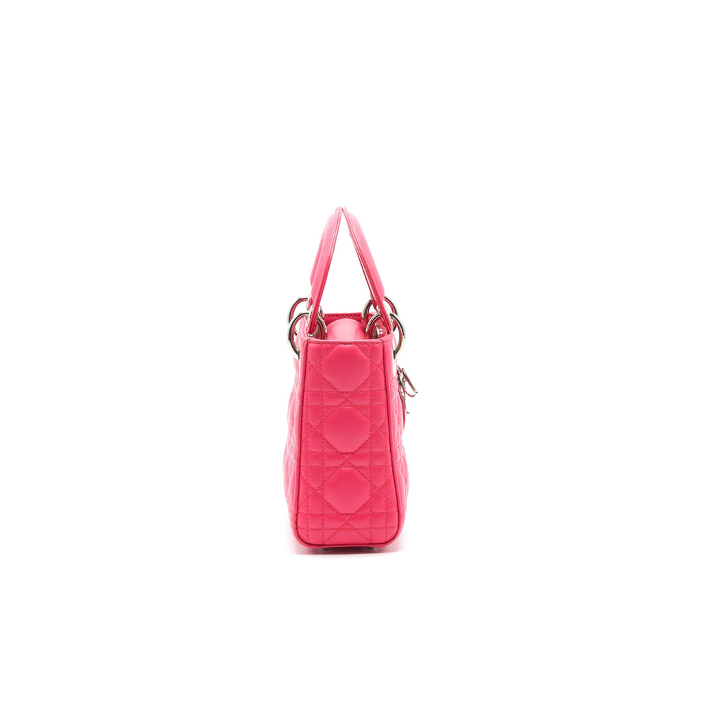 CHRISTIAN DIOR MINI LADY DIOR LAMBSKIN HOT PINK WITH SHW