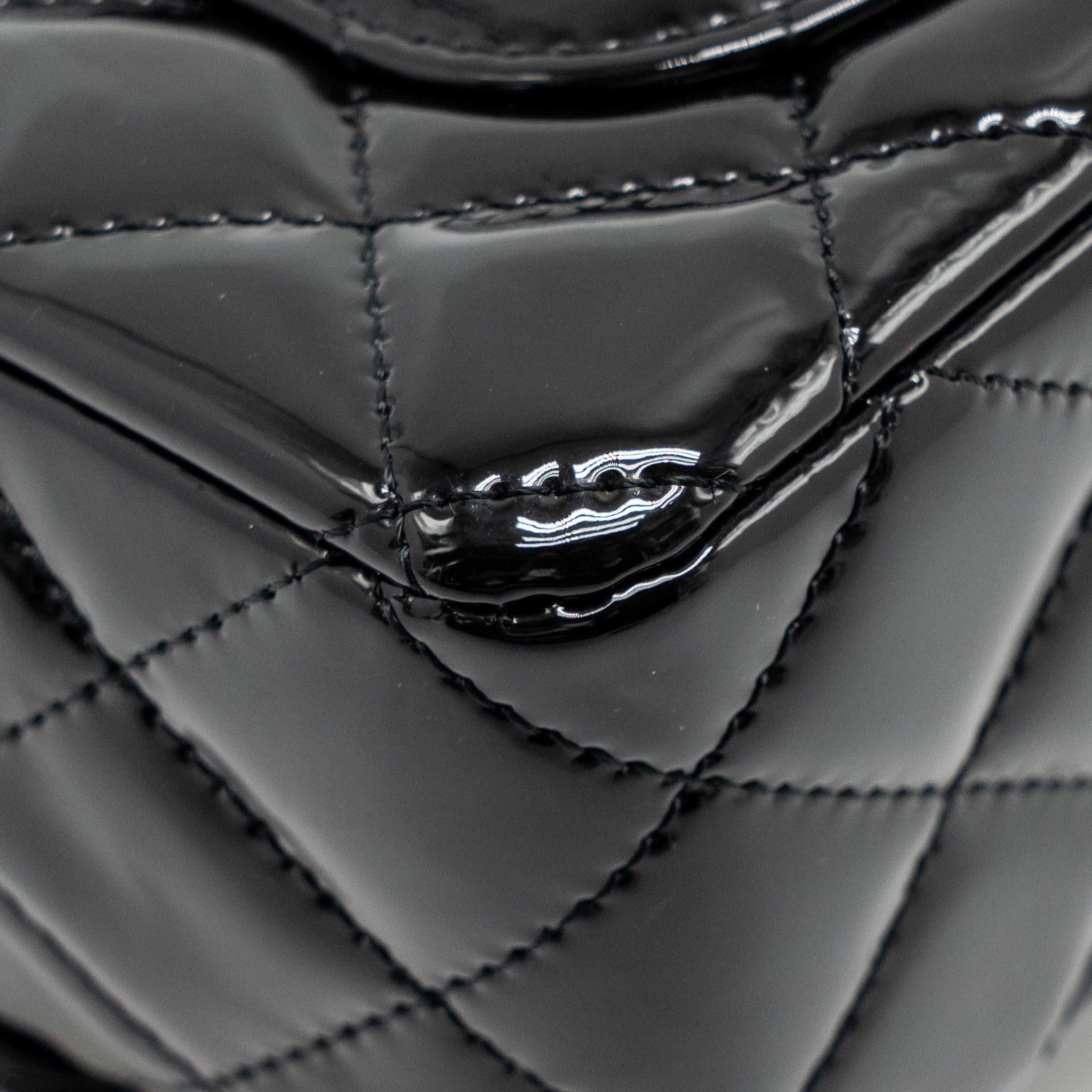 CHANEL MINI RECTANGULAR FLAP BAG PATENT LEATHER BLACK LGHW