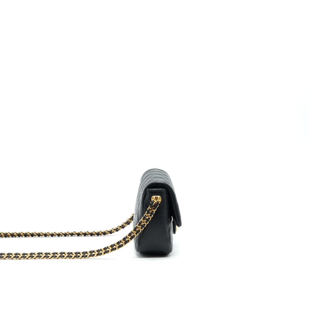 CHANEL 21A MINI SQUARE FLAP BAG CAVIAR BLACK GHW