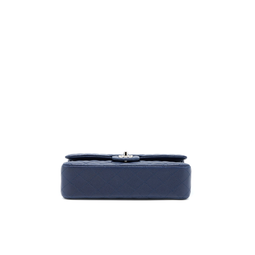 CHANEL MEDIUM CLASSIC DOUBLE FLAP BAG CAVIAR NAVY BLUE SHW