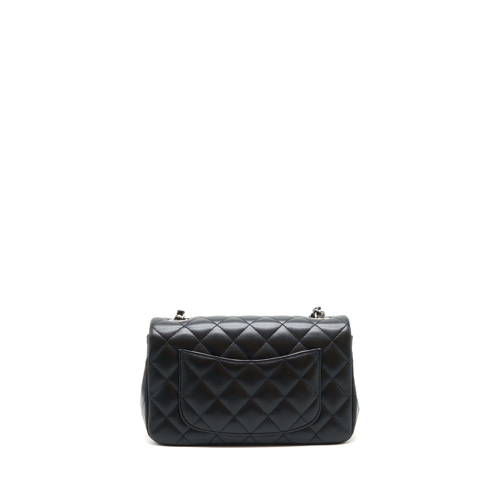CHANEL MINI RECTANGULAR FLAP BAG LAMBSKIN BLACK SHW