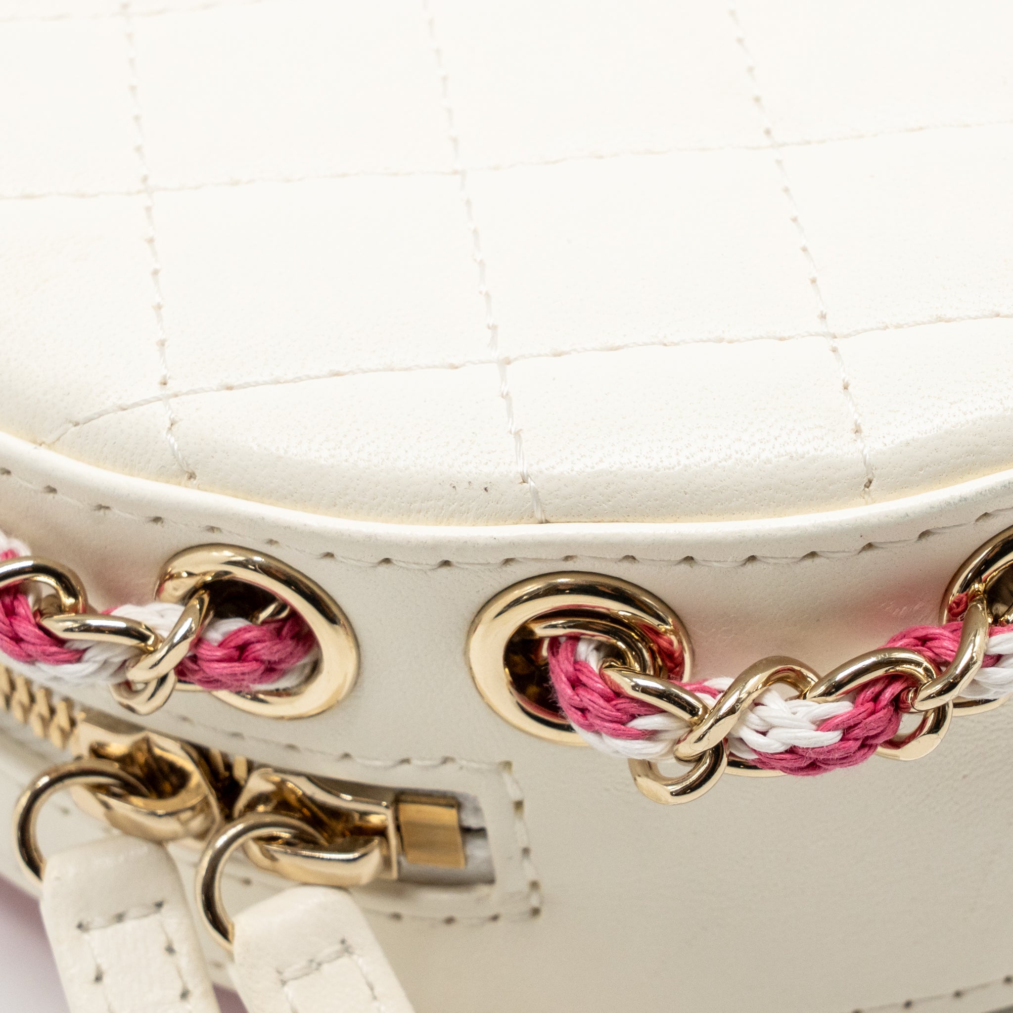 CHANEL 19C LA PAUSA LIFESAVER BAG LAMBSKIN/PVC PINK/WHITE LGHW