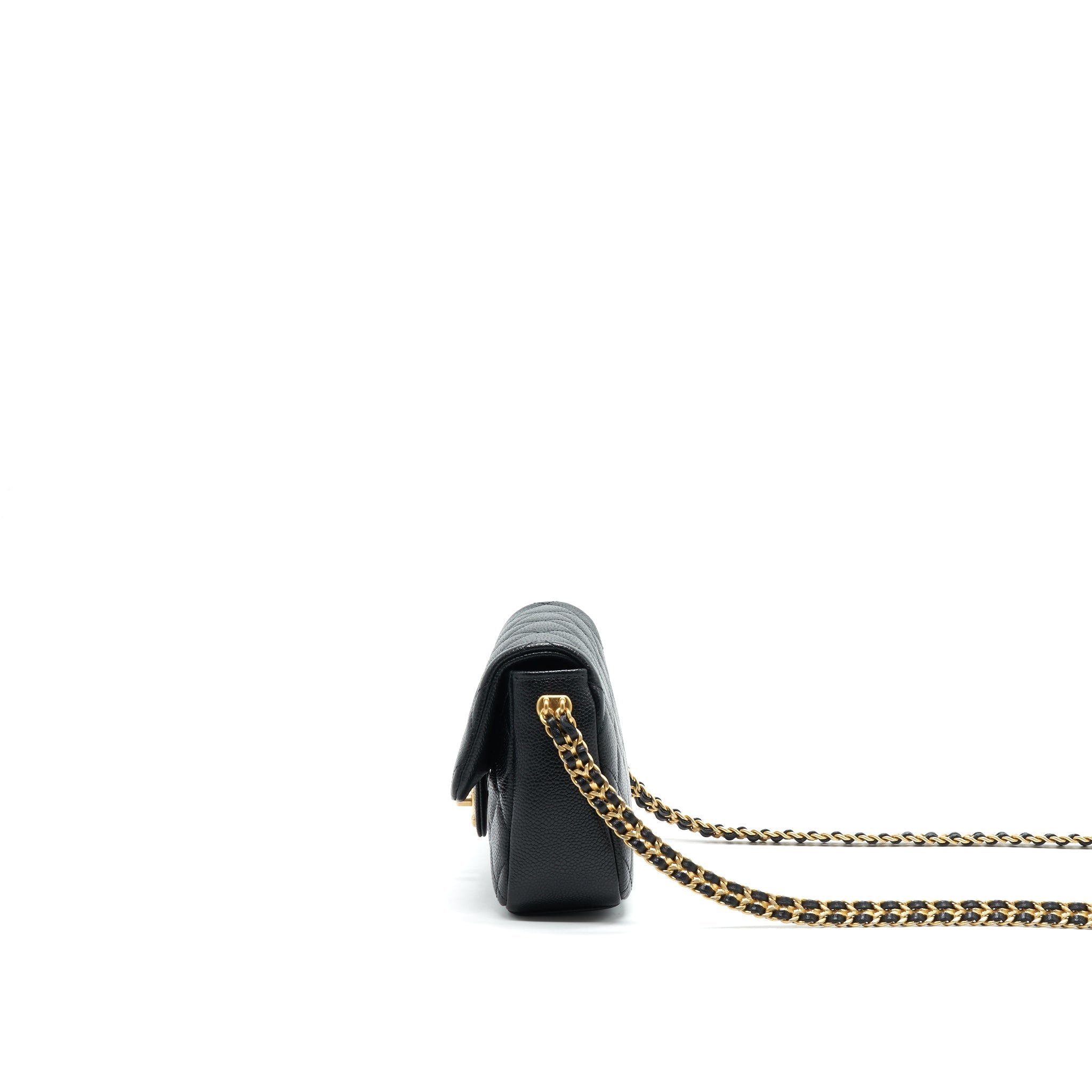 CHANEL 21A MINI SQUARE FLAP BAG CAVIAR BLACK GHW