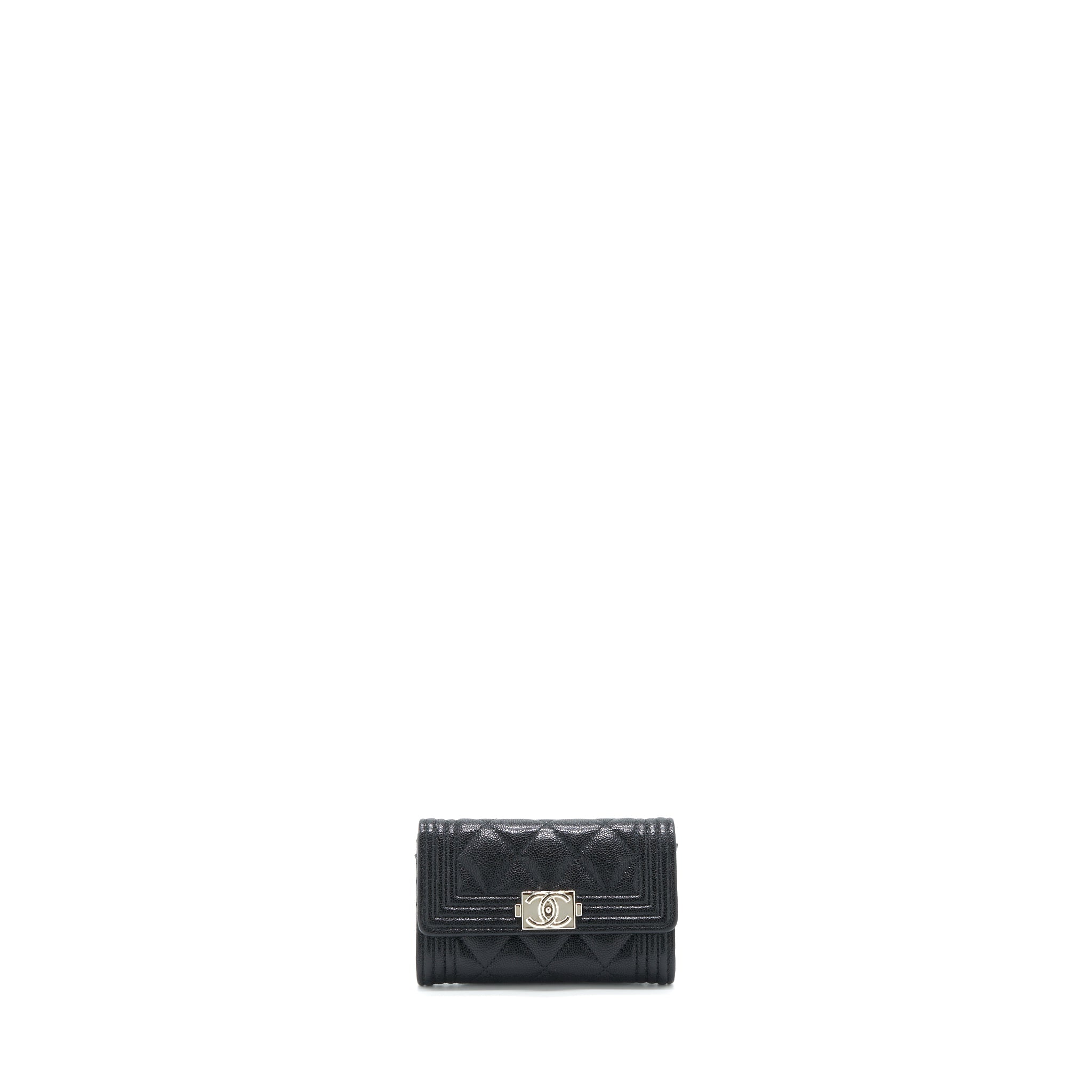 CHANEL BOY CARD HOLDER CAVIAR BLACK SHW
