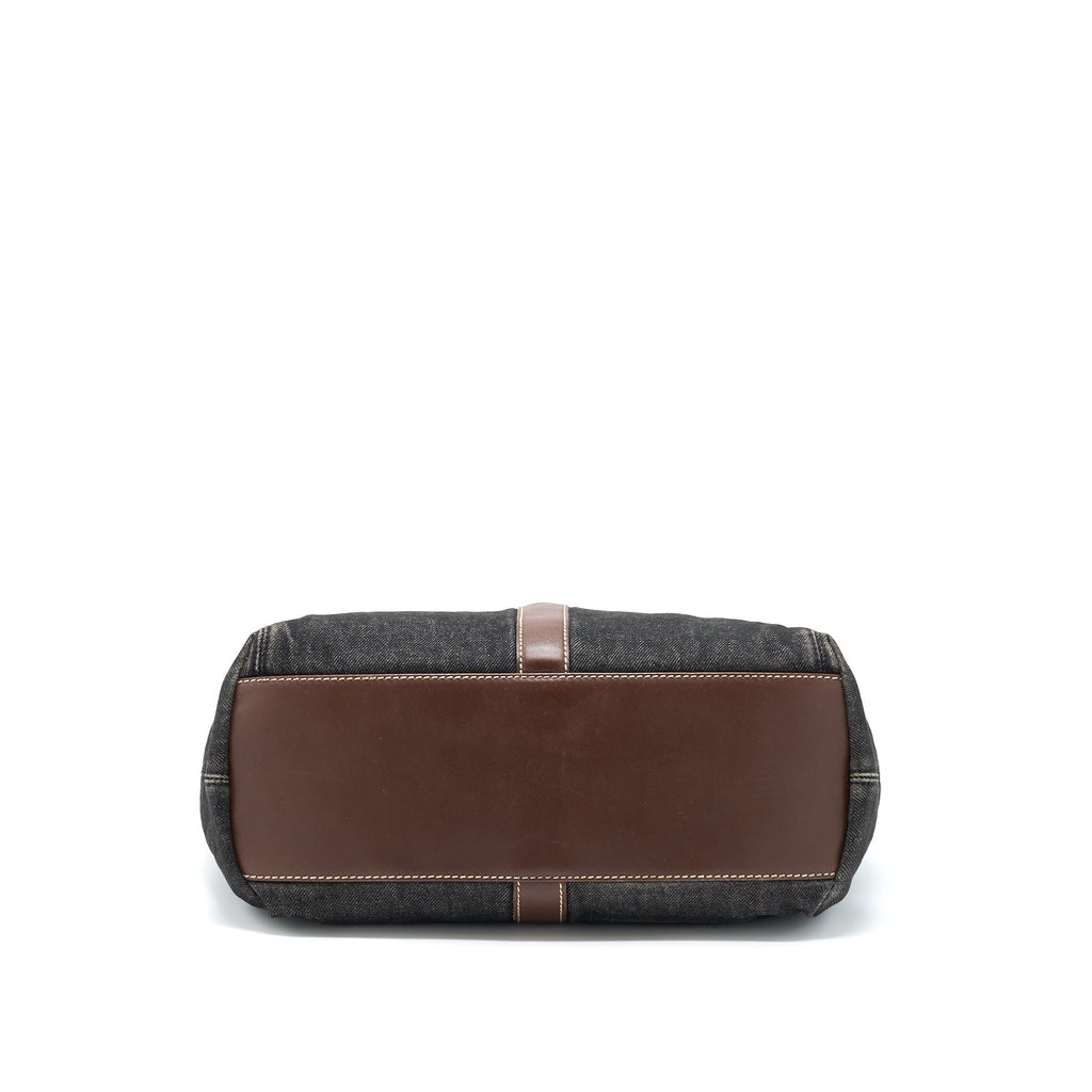 CHANEL VINTAGE DENIM TOTE BAG RUTHENIUM SLIVER HARDWARE