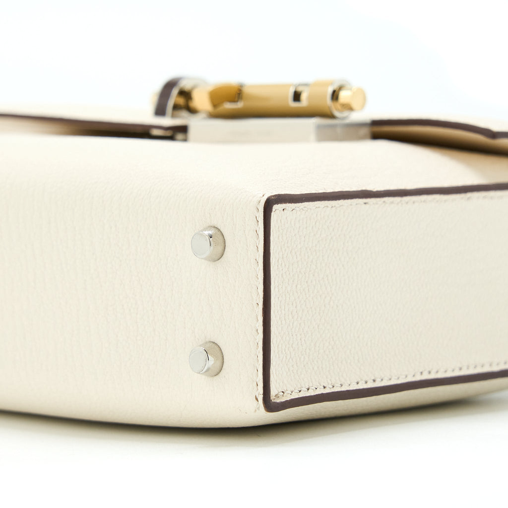 HERMES MINI VERROU BAG CHEVRE MYSORE NATA WITH HAVANE/TCHAI/ETOUPE HARDWARE