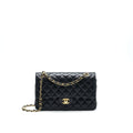 CHANEL CLASSIC DOUBLE FLAP BAG LAMBSKIN MEDIUM BLACK GHW SERIAL 19