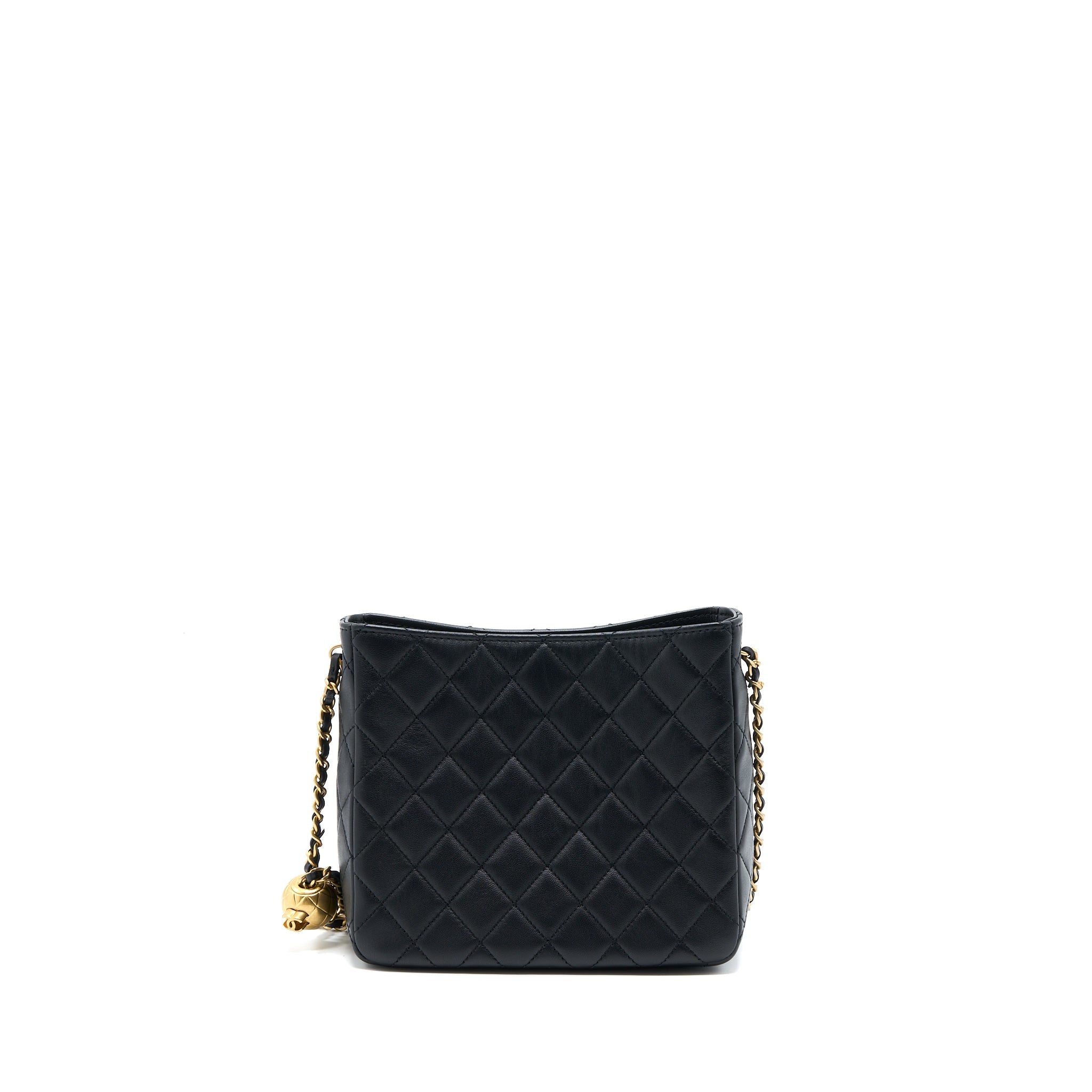 CHANEL 23C PEARL CRUSH HOBO BAG LAMBSKIN BLACK BRUSHED GHW (MICROCHIP)
