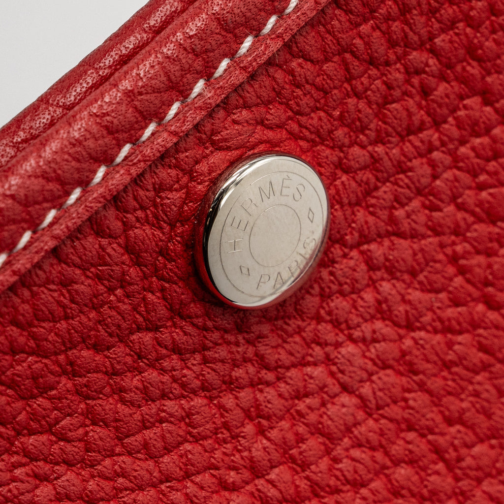 HERMES GARDEN PARTY 30 NEGONDA LEATHER ROUGE CASAQUE SHW