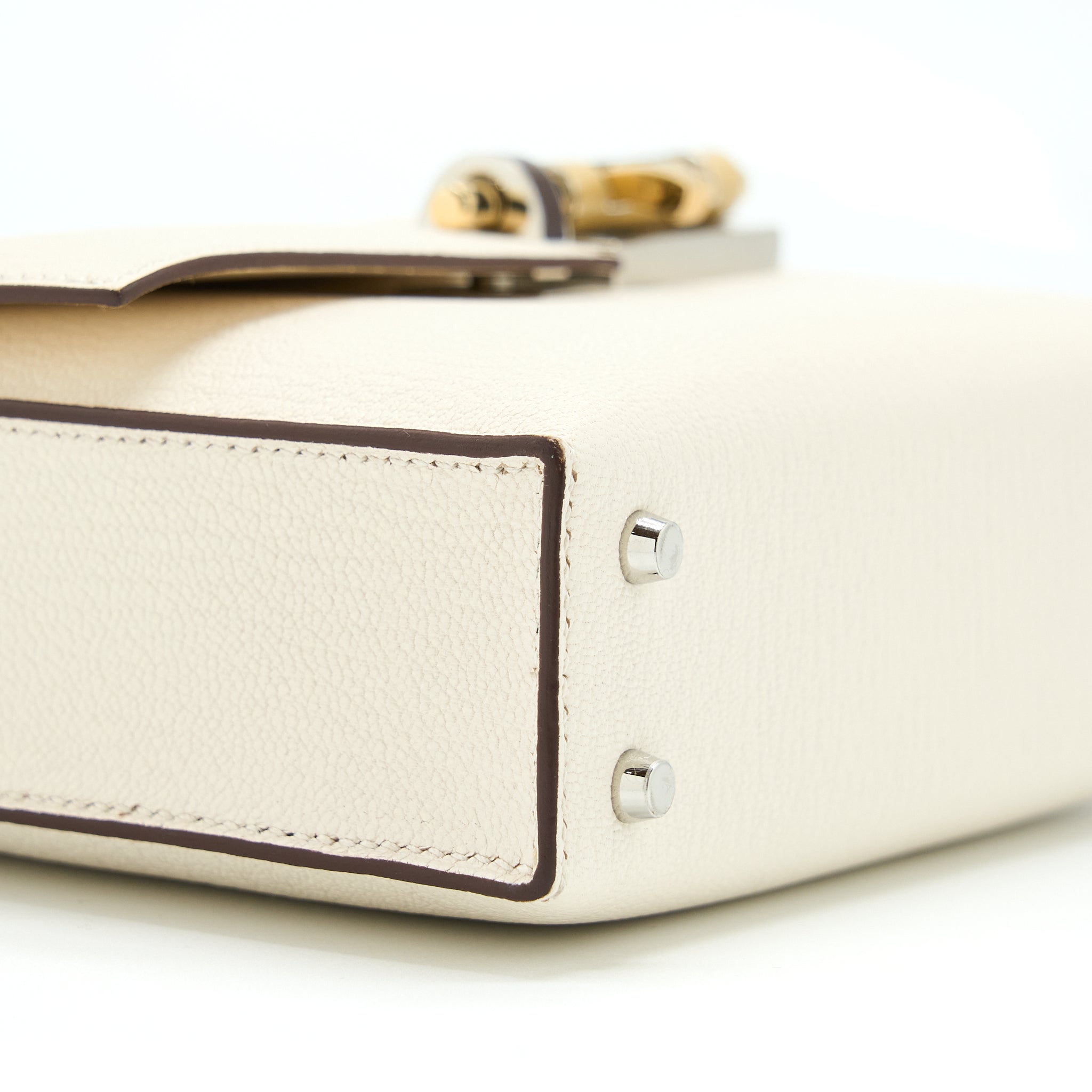 HERMES MINI VERROU BAG CHEVRE MYSORE NATA WITH HAVANE/TCHAI/ETOUPE HARDWARE