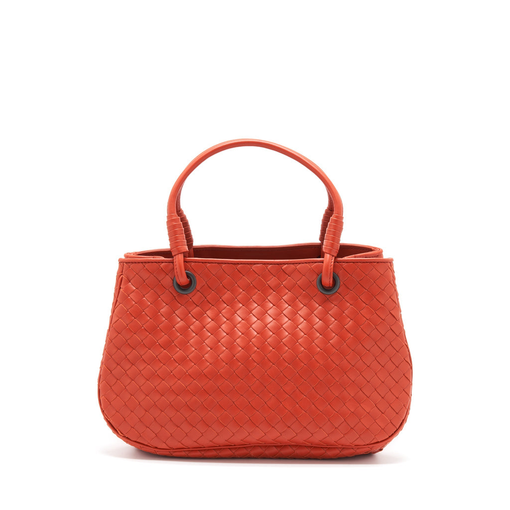BOTTEGA VENETA TOTE BAG ORANGE RUTHENIUM GOLD HARDWARE