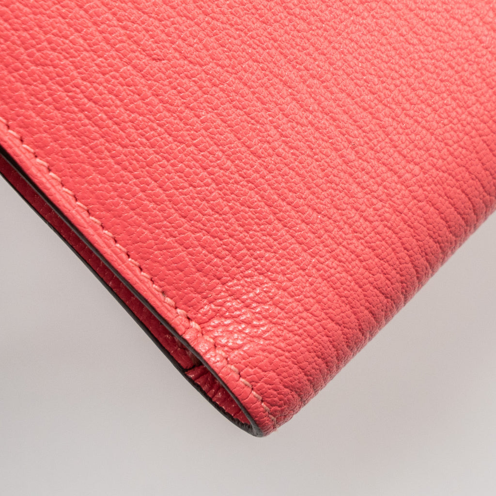 HERMES KELLY COMPACT WALLET CHEVRE MYSORE ROSE AZALEE SHW
