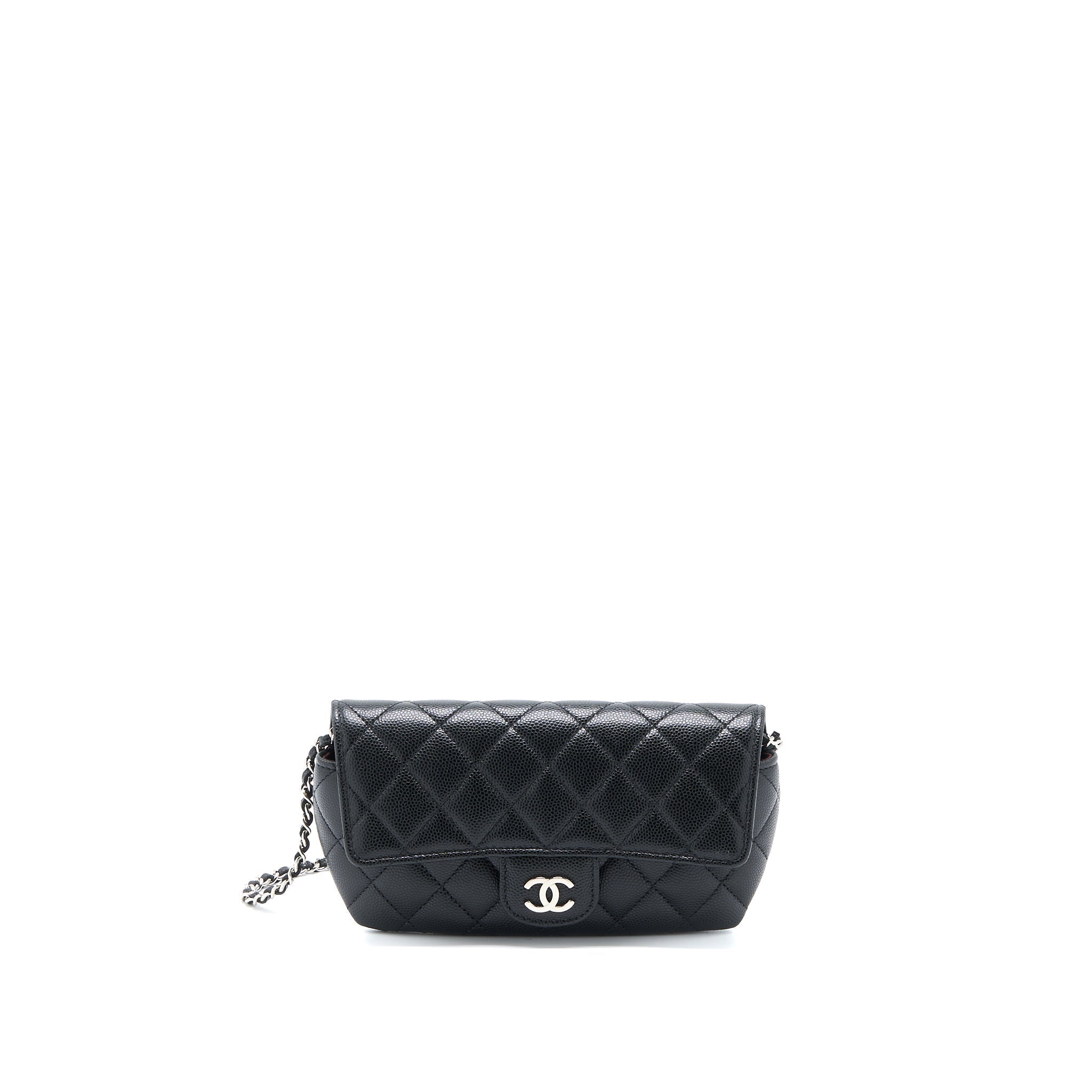 CHANEL FLAP GLASSES CASE WITH CHAIN CAVIAR BLACK SHW