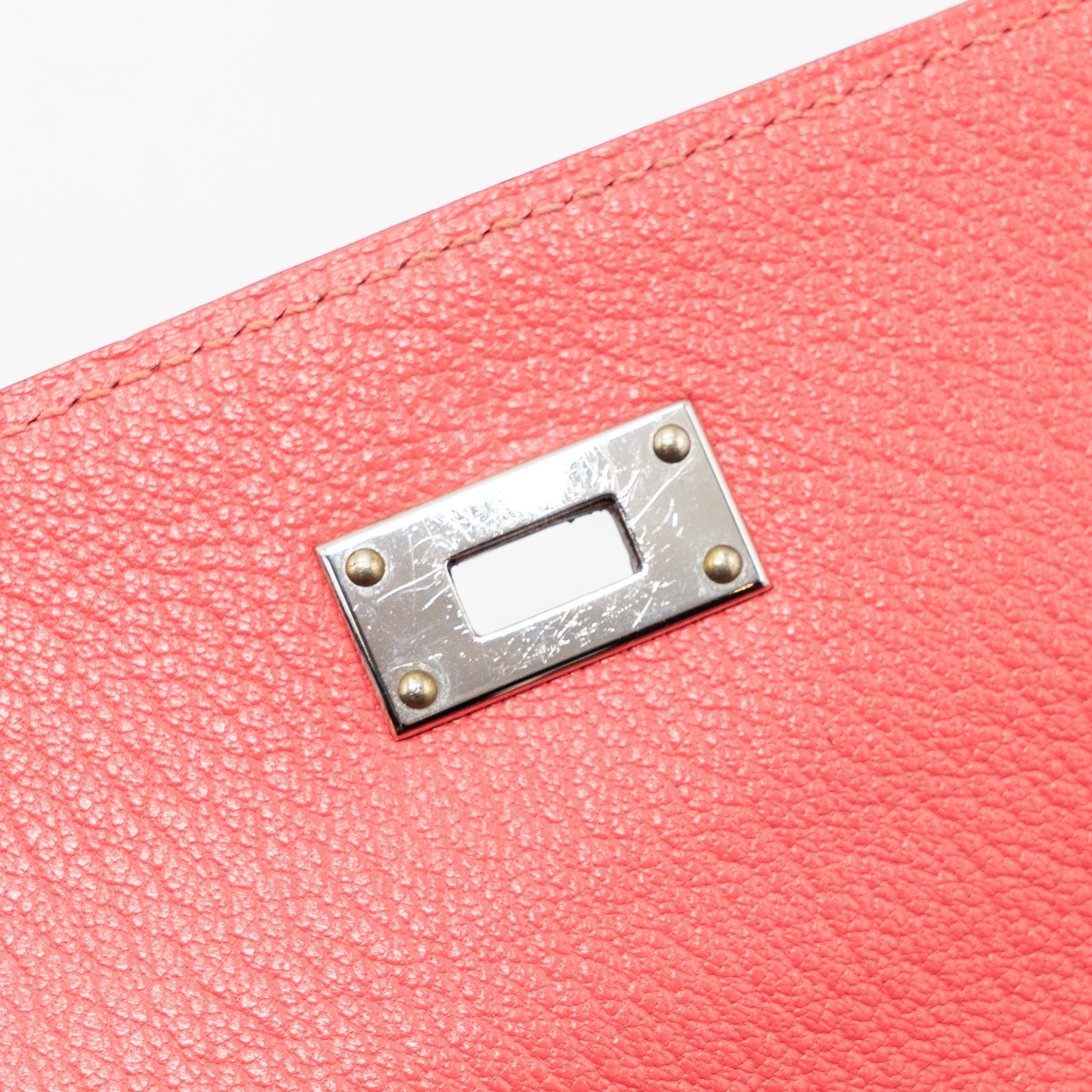 HERMES KELLY COMPACT WALLET CHEVRE MYSORE ROSE AZALEE SHW