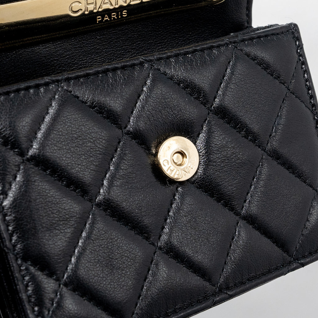CHANEL TOP HANDLE MINI FLAP BAG WITH CHAIN LAMBSKIN BLACK LGHW (MICROCHIP)