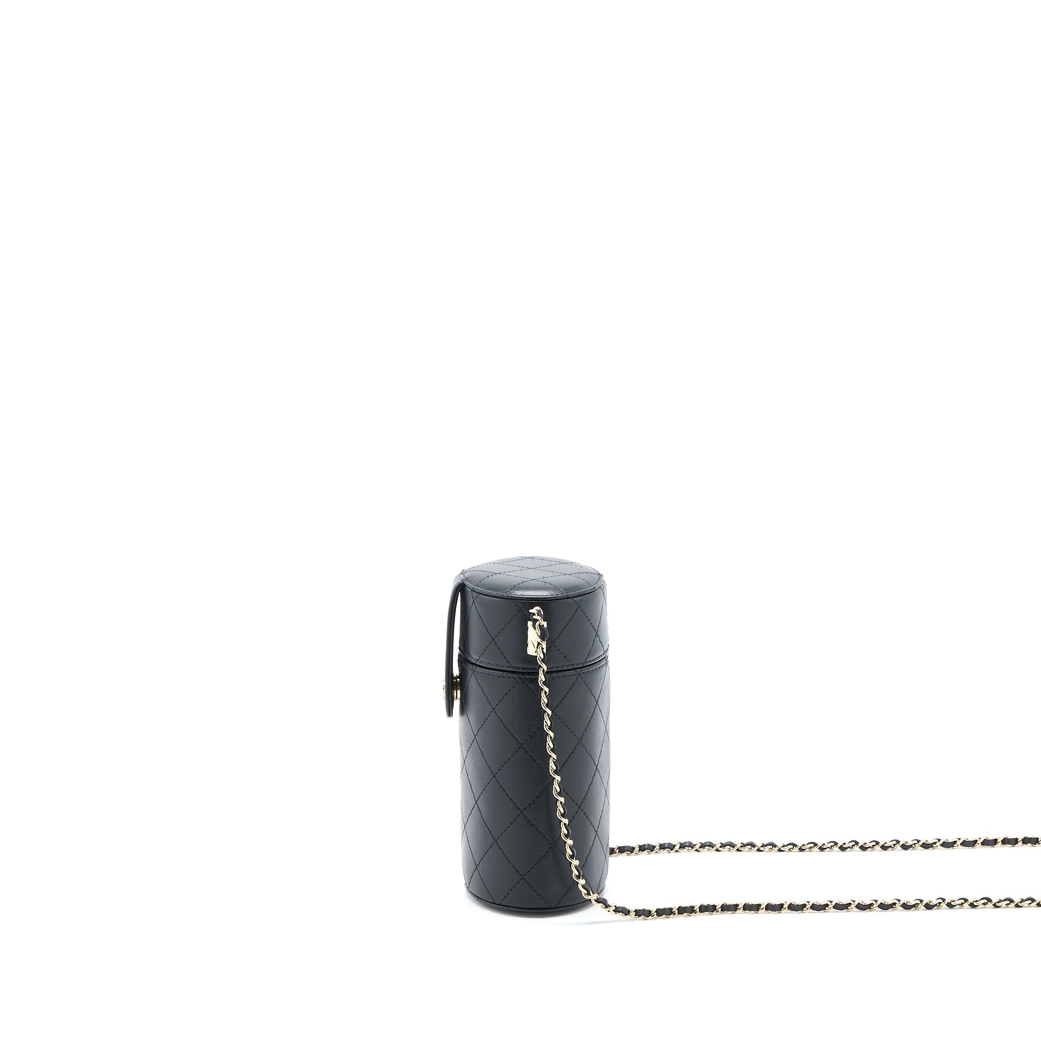 CHANEL VERTICAL CLUTCH WITH CHAIN LAMBSKIN BLACK LGHW