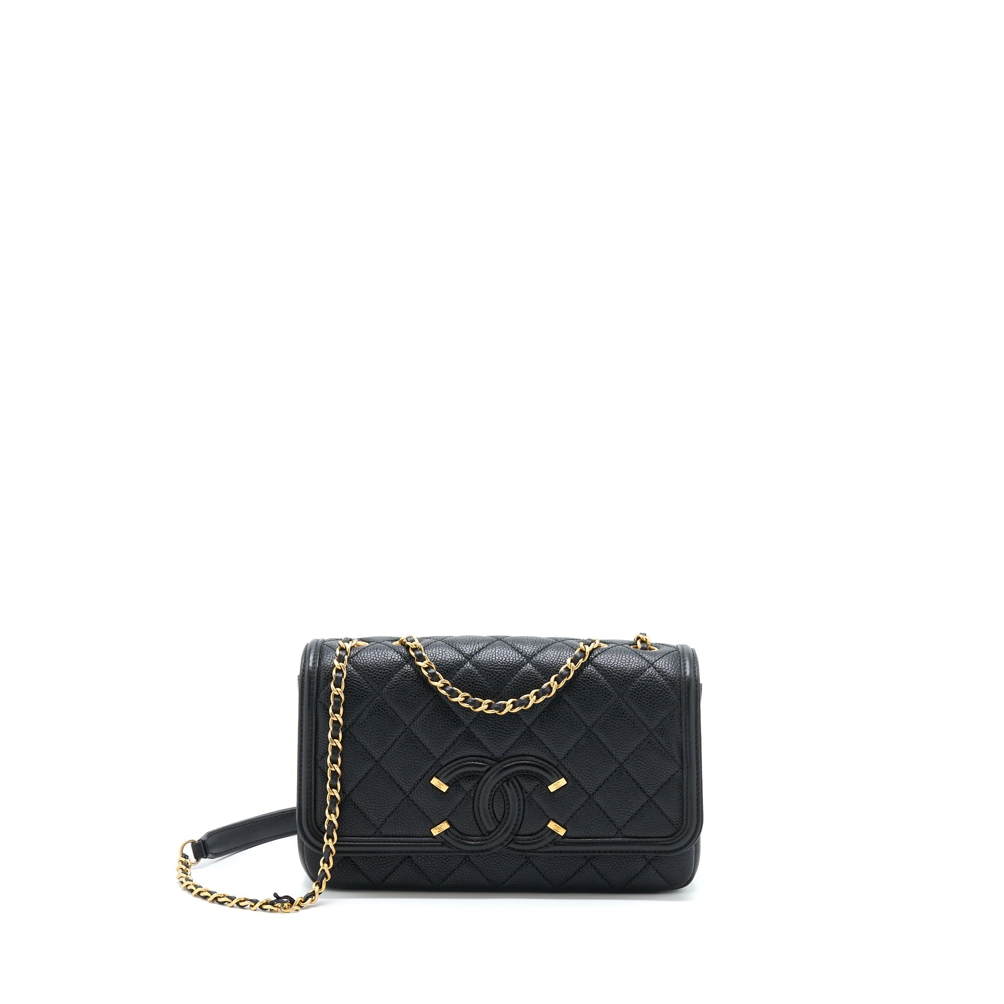 CHANEL FILIGREE FLAP BAG CAVIAR BLACK GHW