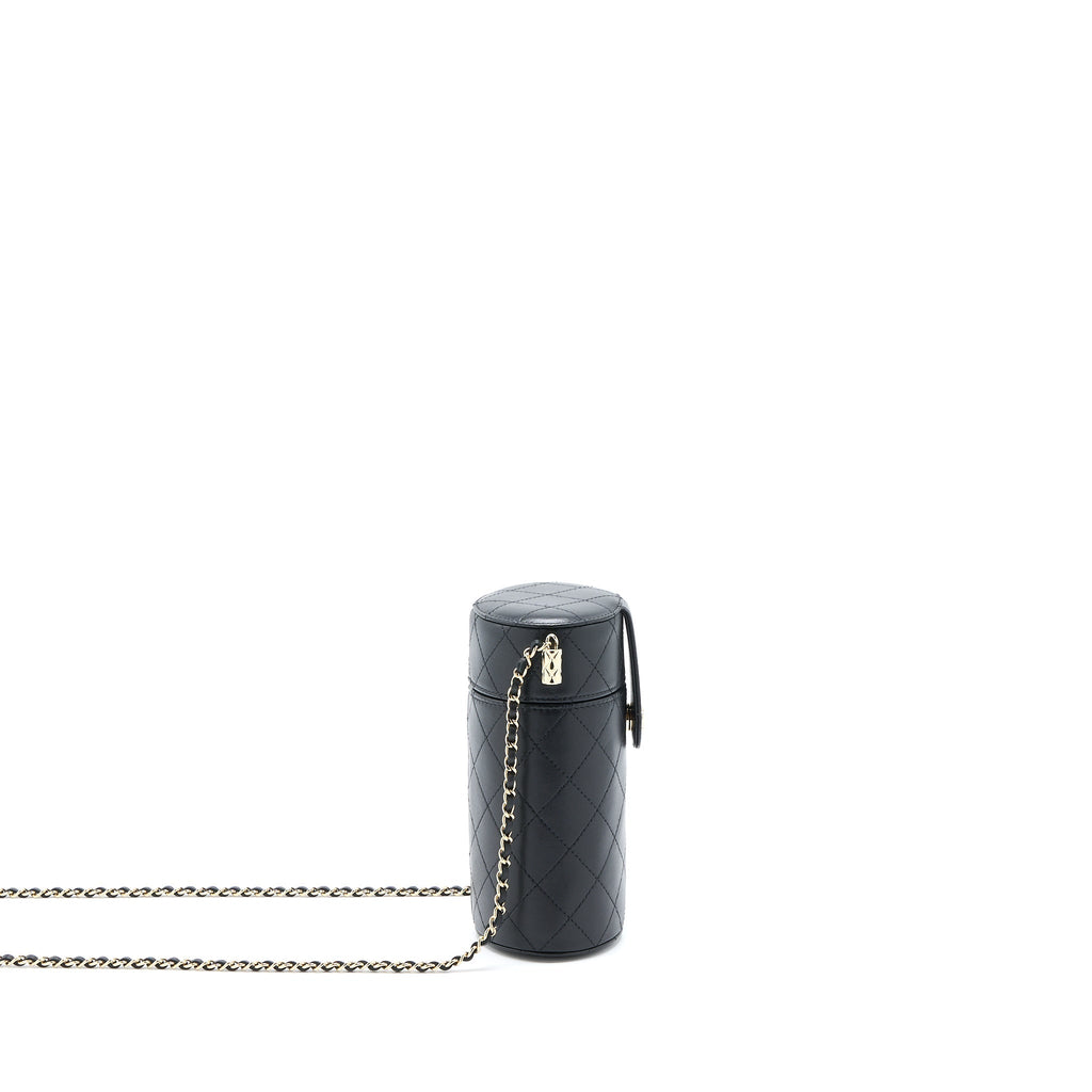 CHANEL VERTICAL CLUTCH WITH CHAIN LAMBSKIN BLACK LGHW