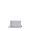 CHANEL PEARL CRUSH WALLET ON CHAIN LAMBSKIN LIGHT GREY GHW (MICROCHIP)