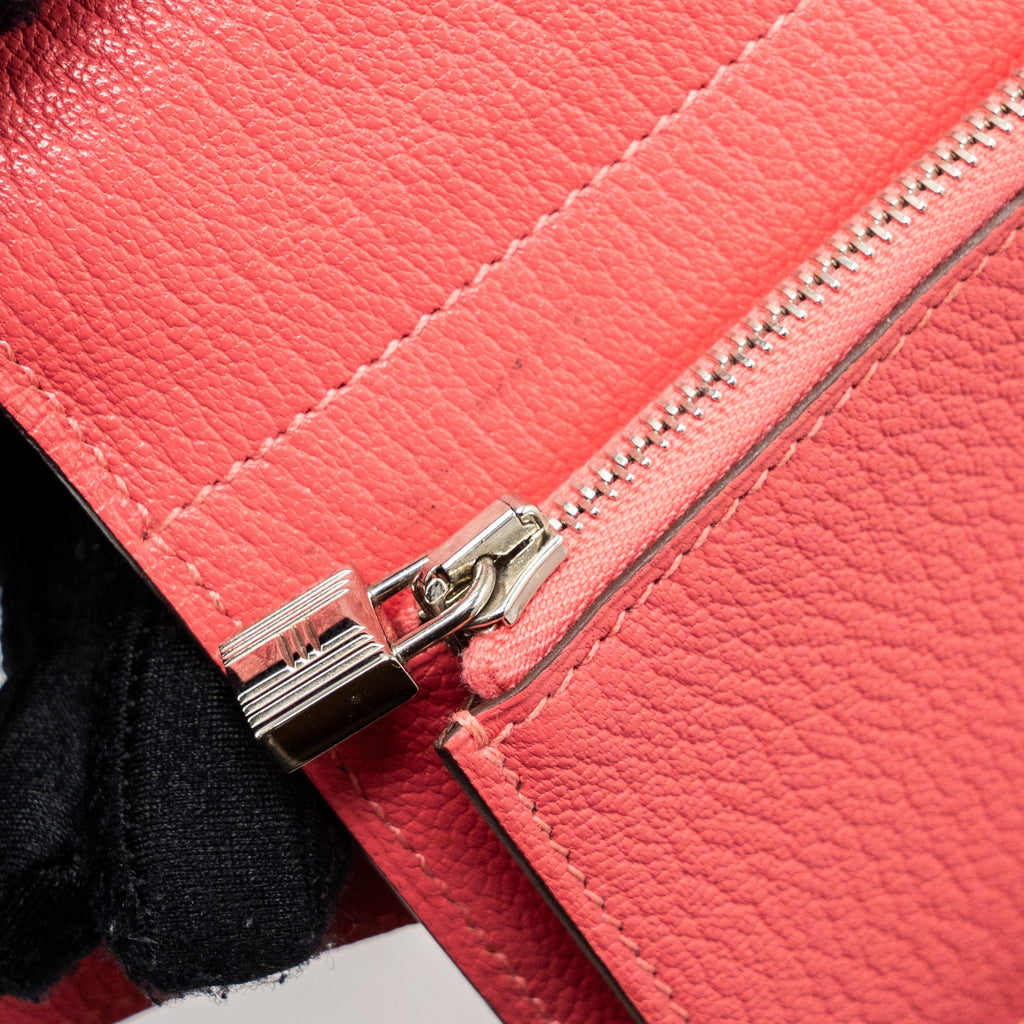 HERMES KELLY COMPACT WALLET CHEVRE MYSORE ROSE AZALEE SHW